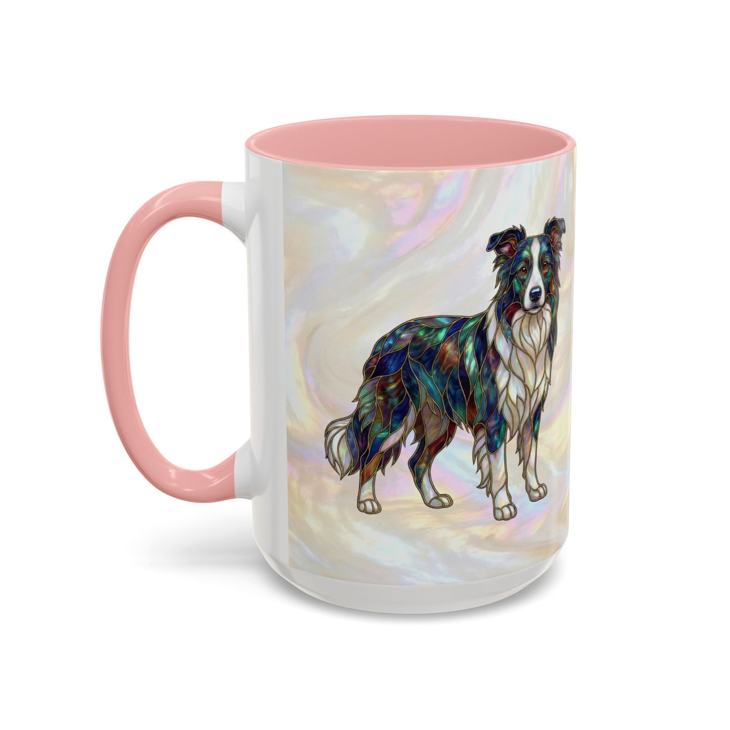 Border Collie Accent Coffee Mug — Stained Glass Design (11/15 oz) - 14619