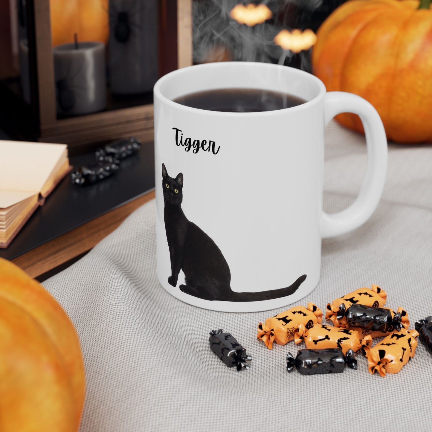 Black Cat Ceramic Mug - Perfect Gift for Cat Lovers, Cute Pet Mug, Funny Kitchen Decor, Coffee Lovers' Favorite - 14197