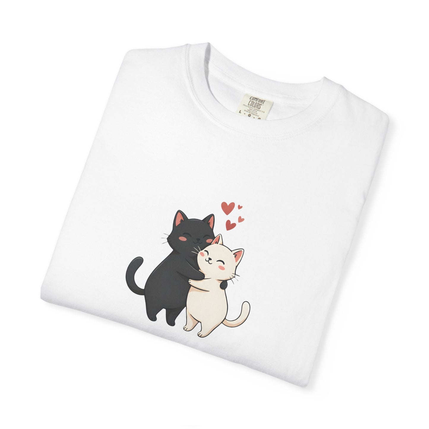 Cute Cats Valentine Graphic T-Shirt — Custom Placement & Size | Couple Gift - 14753