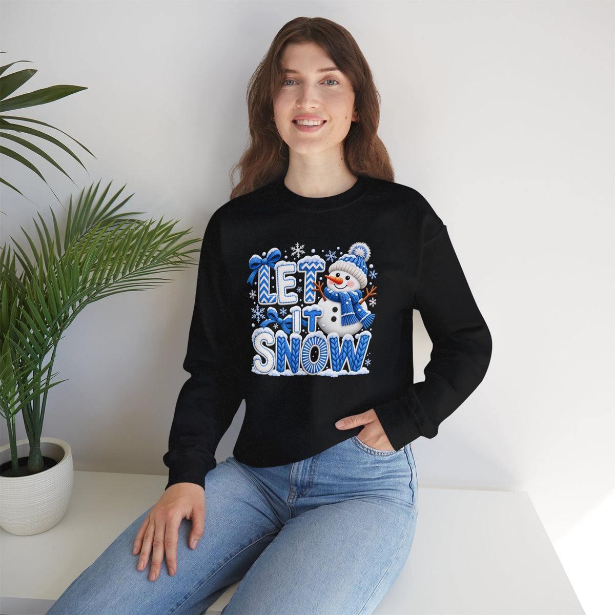 Let It Snow Sweatshirt,  Cute Snowman Winter Christmas Crewneck - 14545