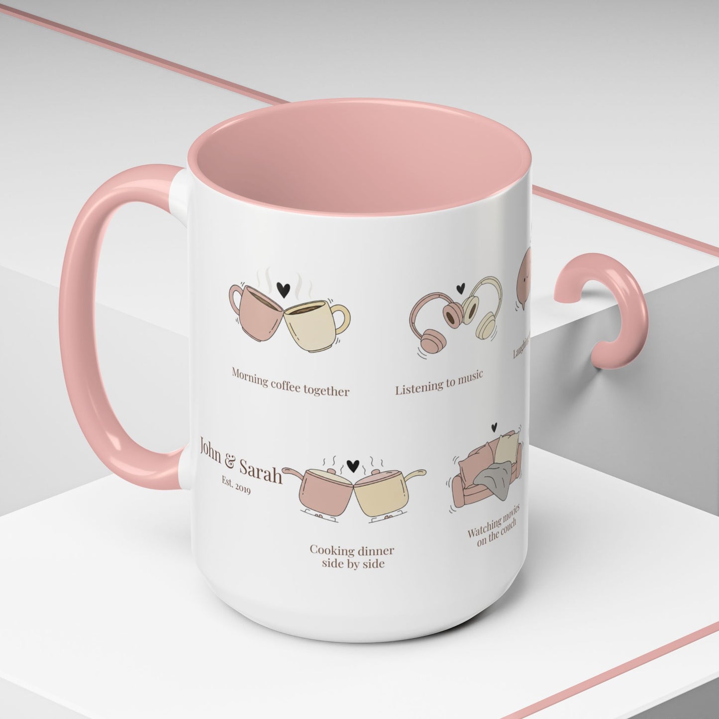 Our Favorite Things to Do Valentine’s Mug – Cozy Couples Illustrated Accent Coffee Mug - 14702