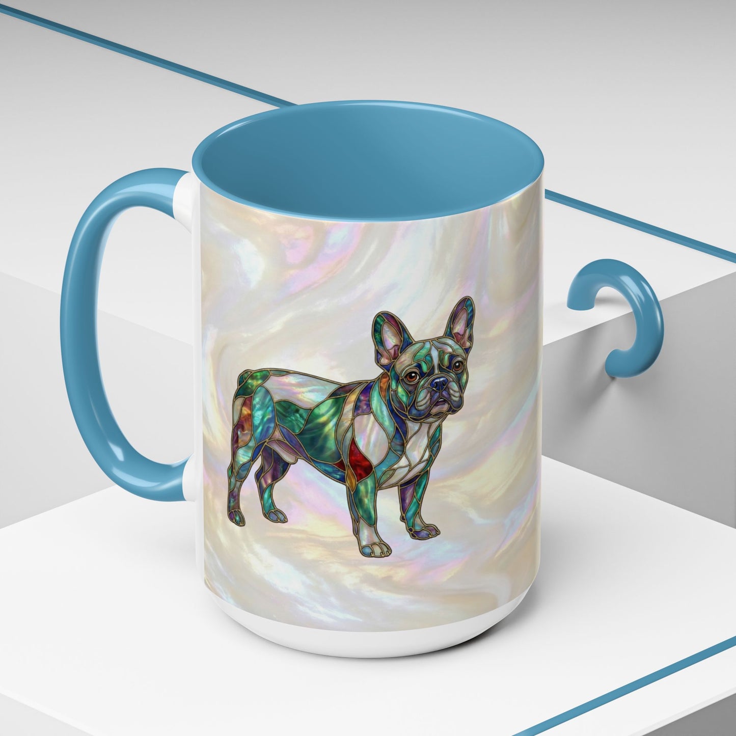 French Bulldog Accent Coffee Mug -Stained Glass Style (11/15oz) - 14632