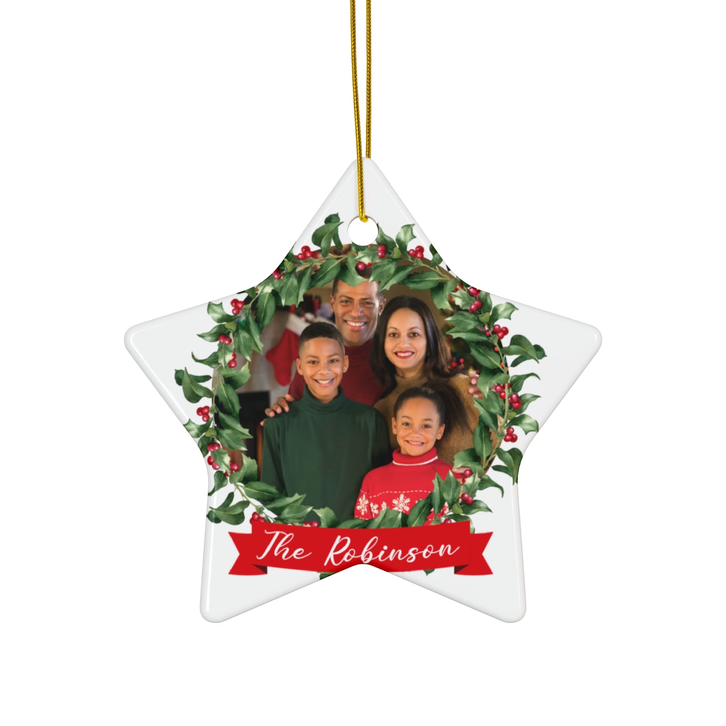 The Robinson, Christmas Family Photo, Customizable - Ceramic Ornament, 4 Shapes - 10033