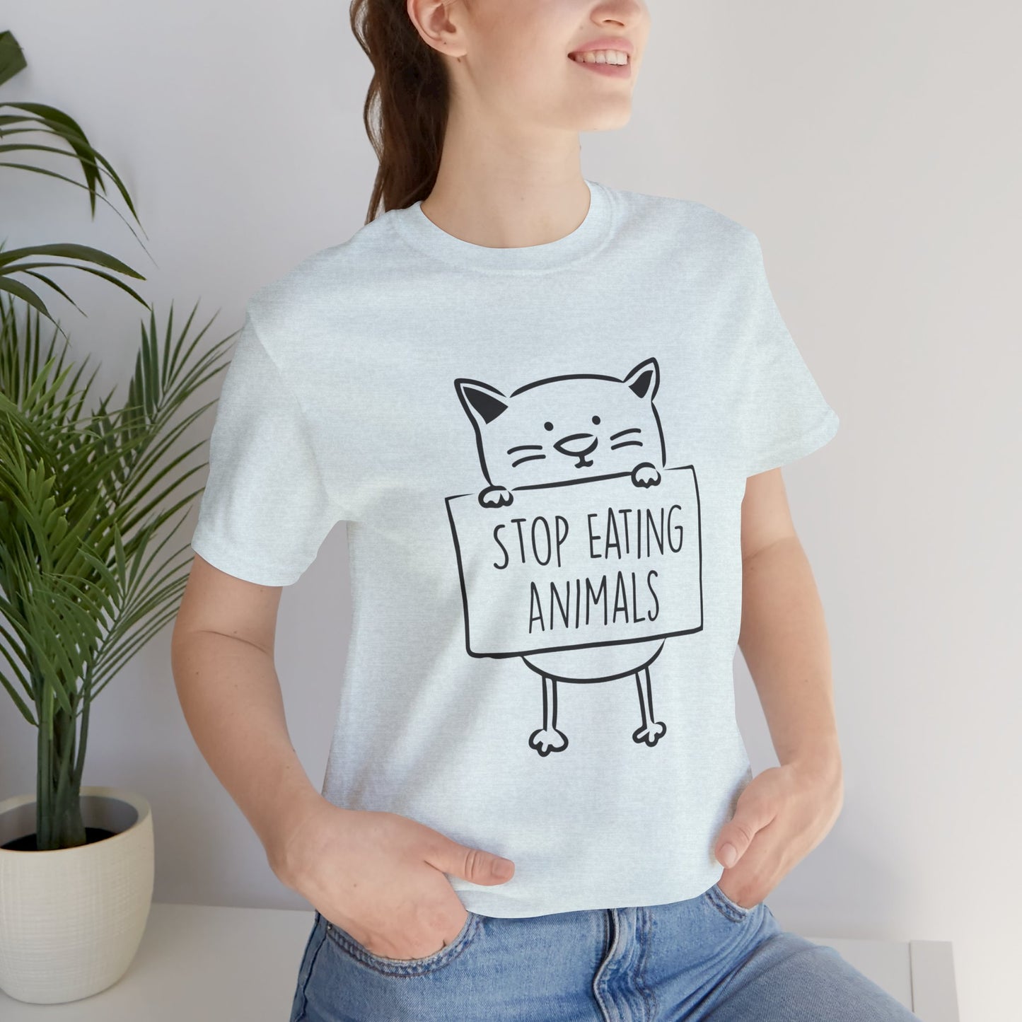 Vegan: Stop Eating Animals - Unisex Jersey Short Sleeve Tee