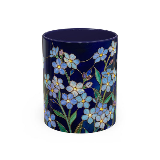Forget-Me-Not Accent Coffee Mug — Stained Glass Design (11/15 oz) - 14564