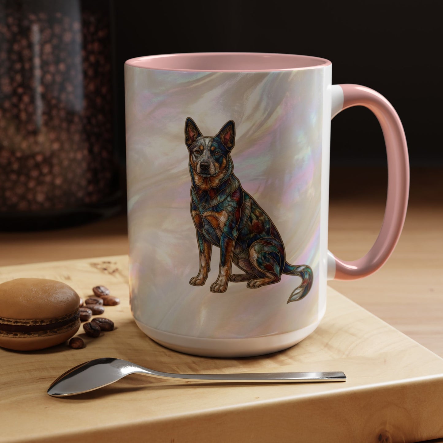 Australian Cattle Dog Accent Mug — Stained Glass Design (11/15oz) - 14613