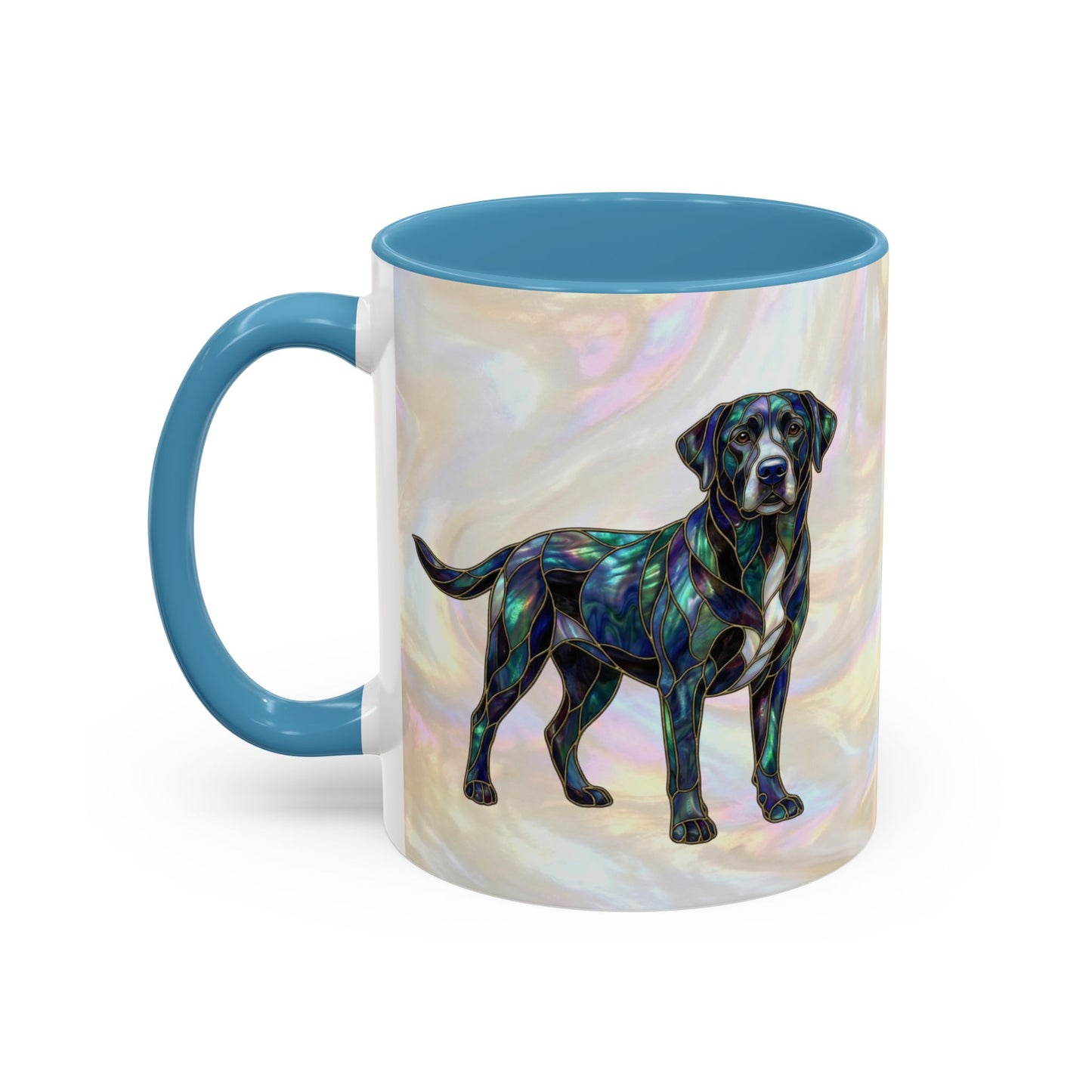 Black Labrador Accent Coffee Mug -Stained Glass Style (11/15oz) 14618
