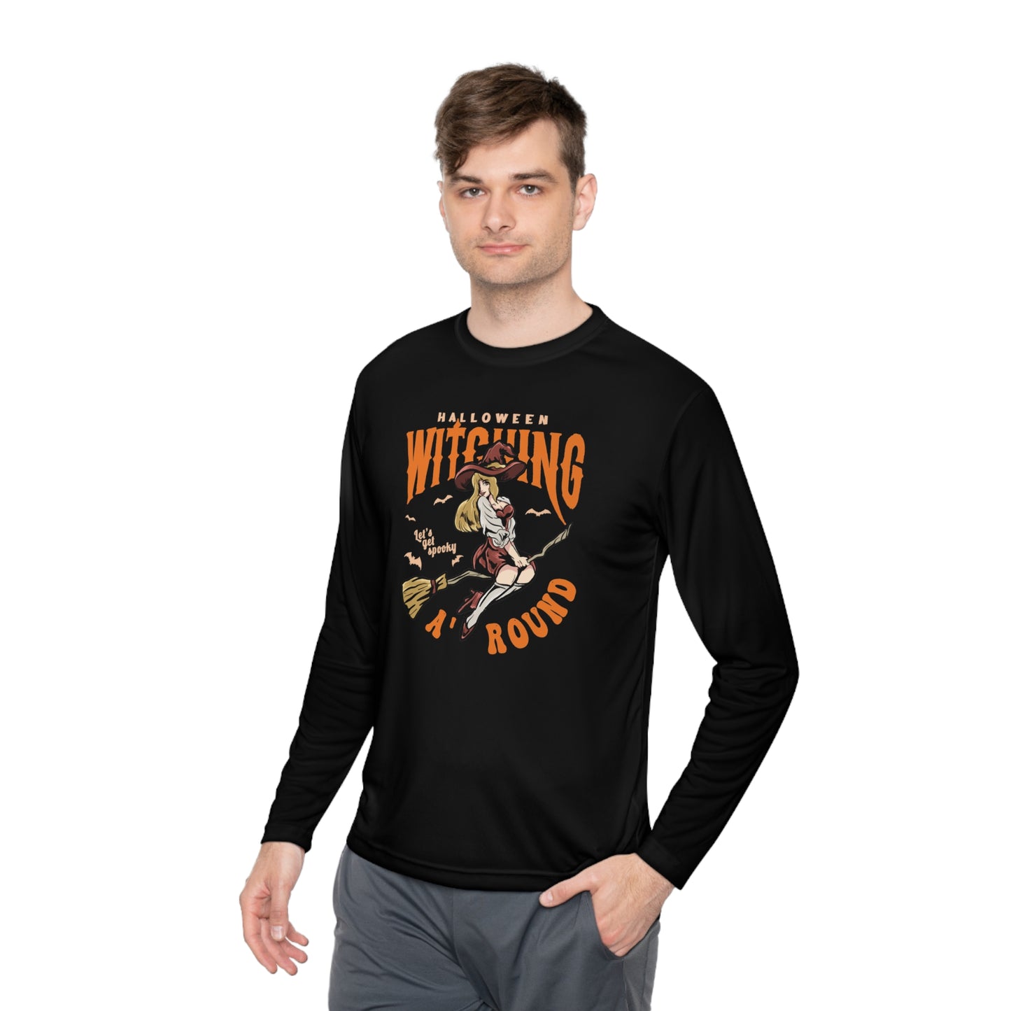 Halloween Witching, Let's Get Spooky Around - Unisex Lightweight Long Sleeve Tee