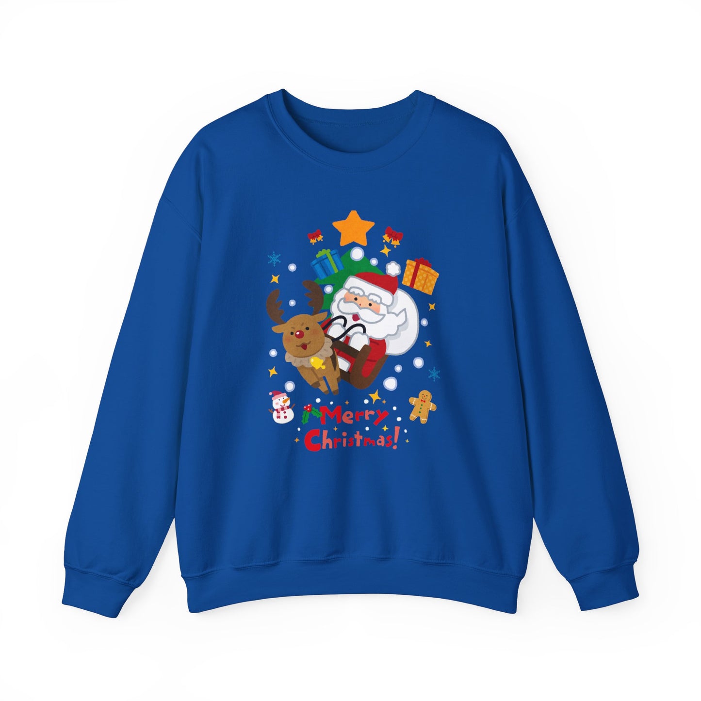 Merry Christmas, Santa & Reindeer - Unisex Heavy Blend™ Crewneck Sweatshirt - 10472