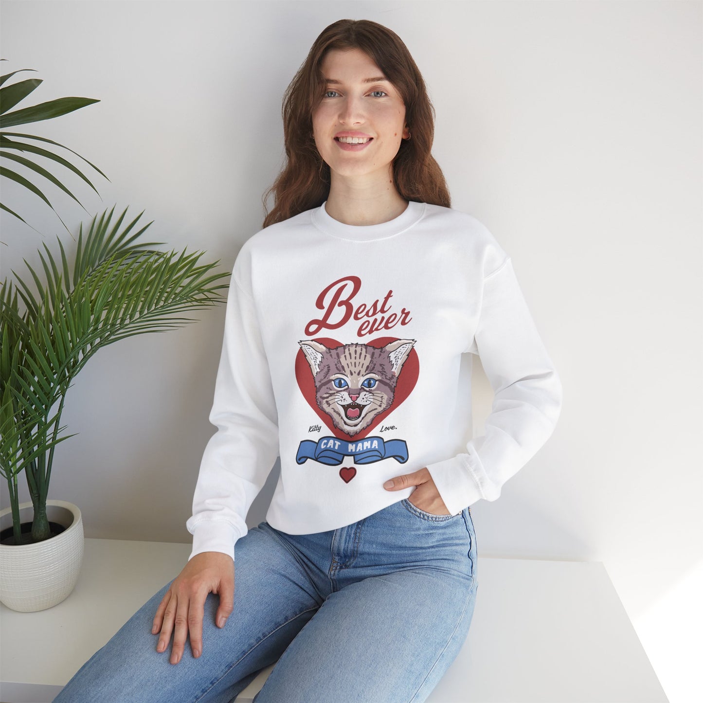 Best Ever Cat Mom - Unisex Heavy Blend™ Crewneck Sweatshirt