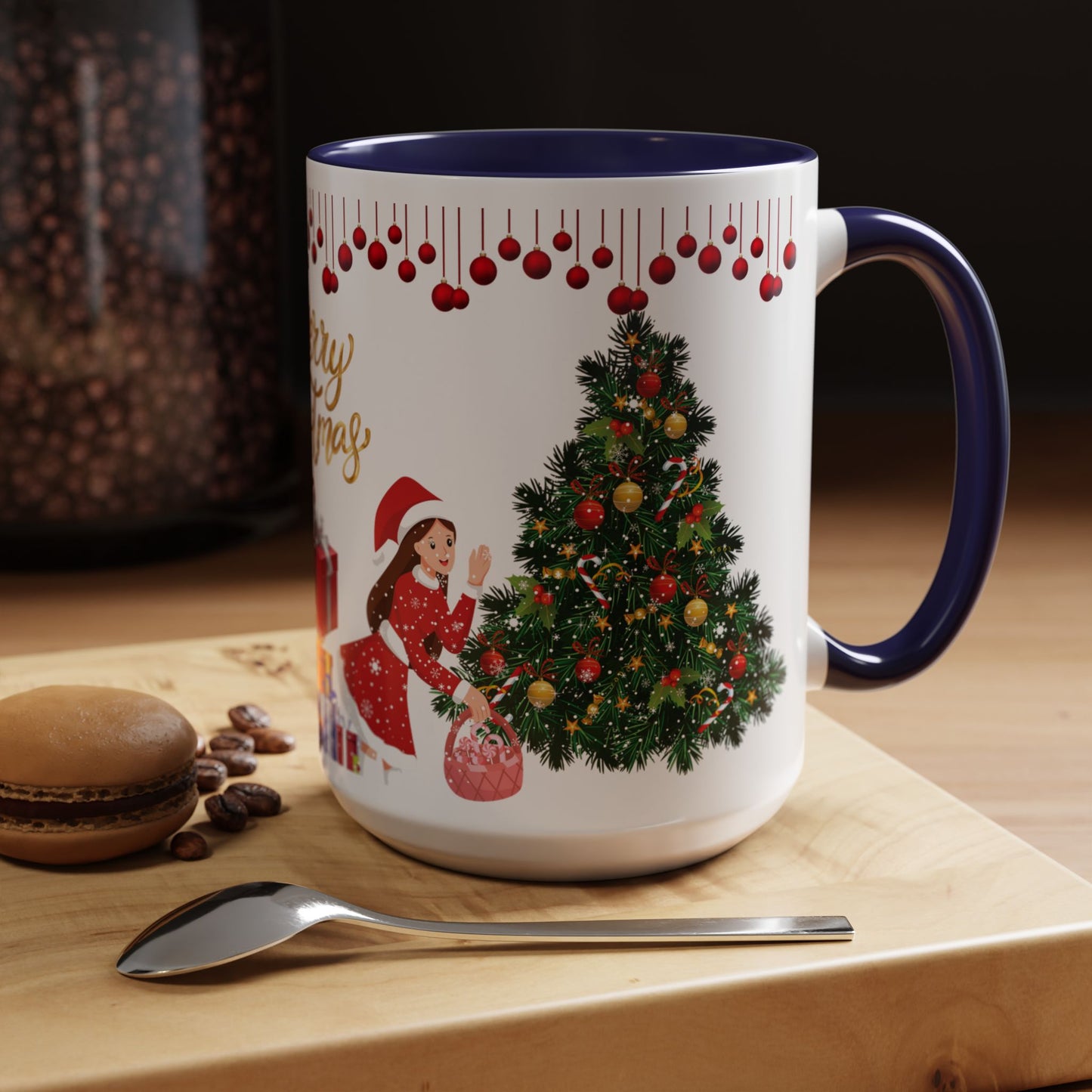 Merry Christmas - Accent Coffee Mug (11, 15oz)