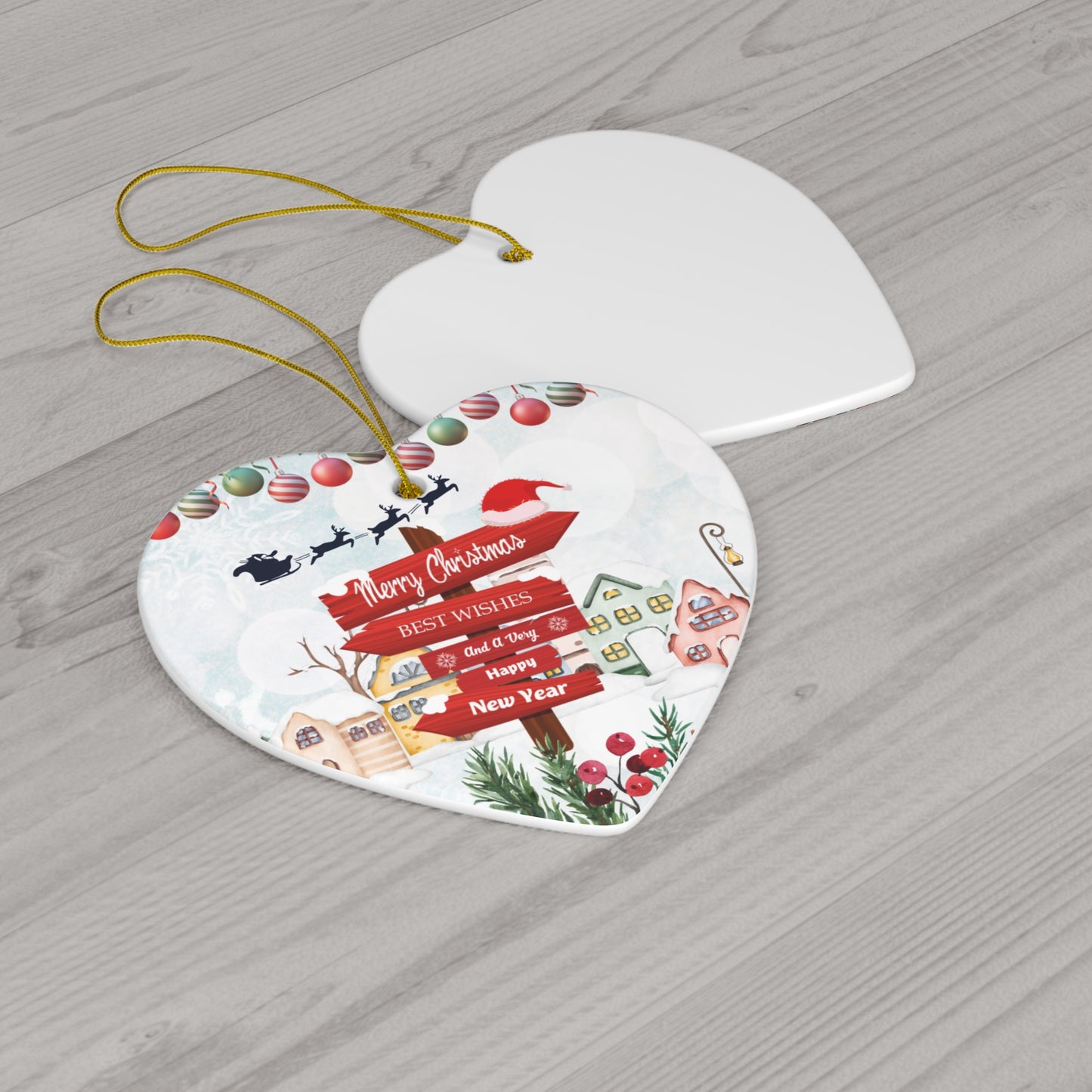 Merry Christmas Sign - Ceramic Ornament, 4 Shapes