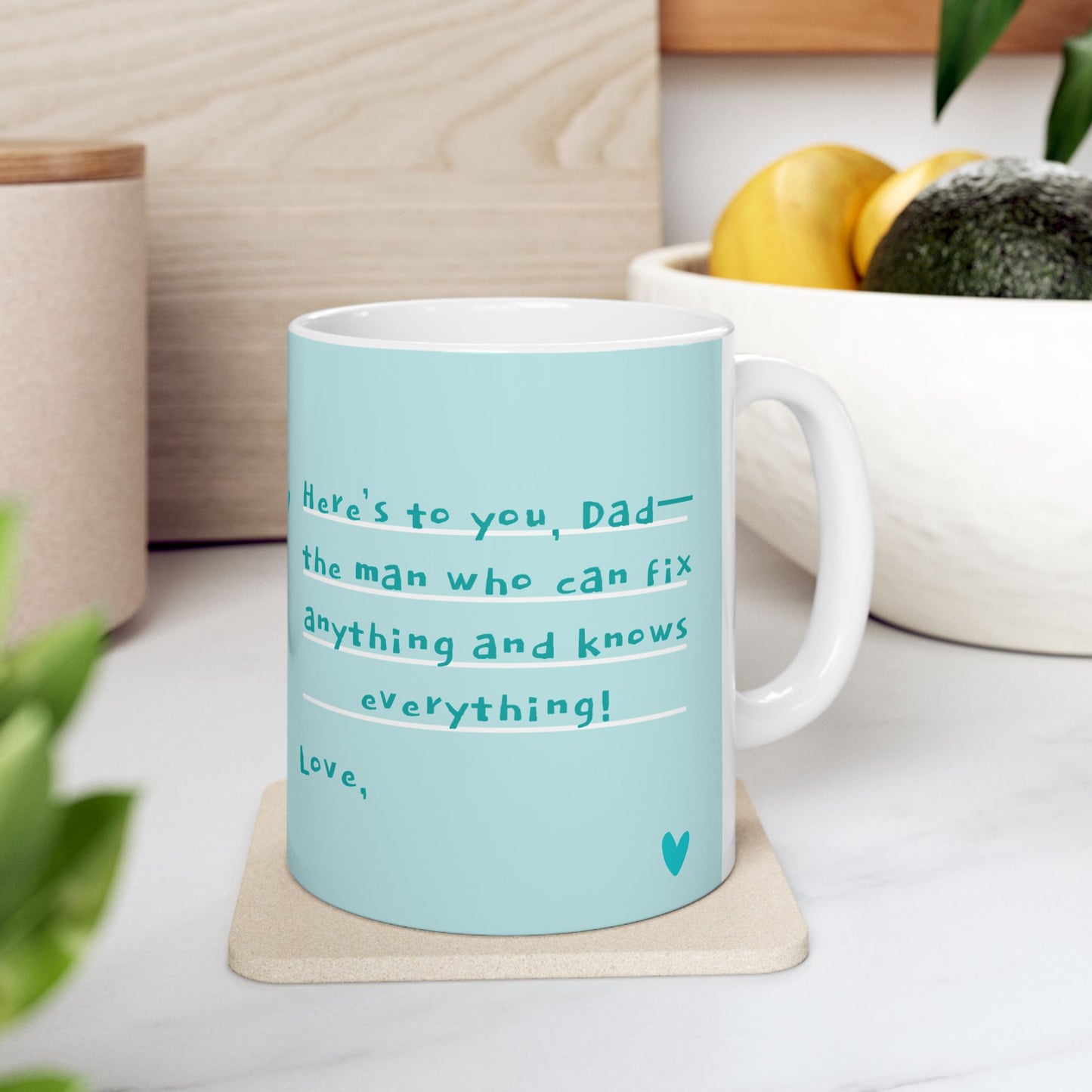 Personalized Father's Day Mug, Gift for Dad, Custom Ceramic Cup for Him, Coffee Lover Present, Heartfelt Message - 14032