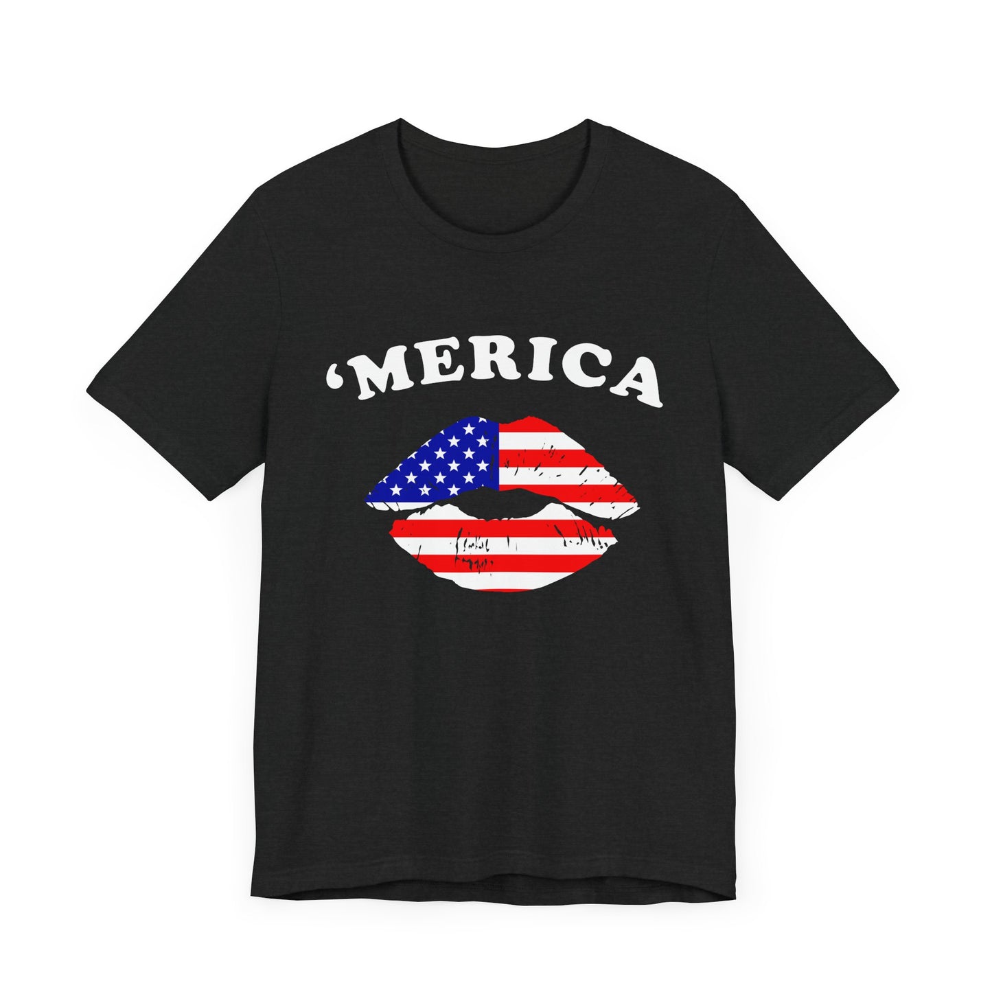 'Merica Unisex Jersey Tee, Patriotic Short Sleeve Shirt, USA Flag Design, Independence Day Apparel, Festival Wear, Summer Casual - 13519