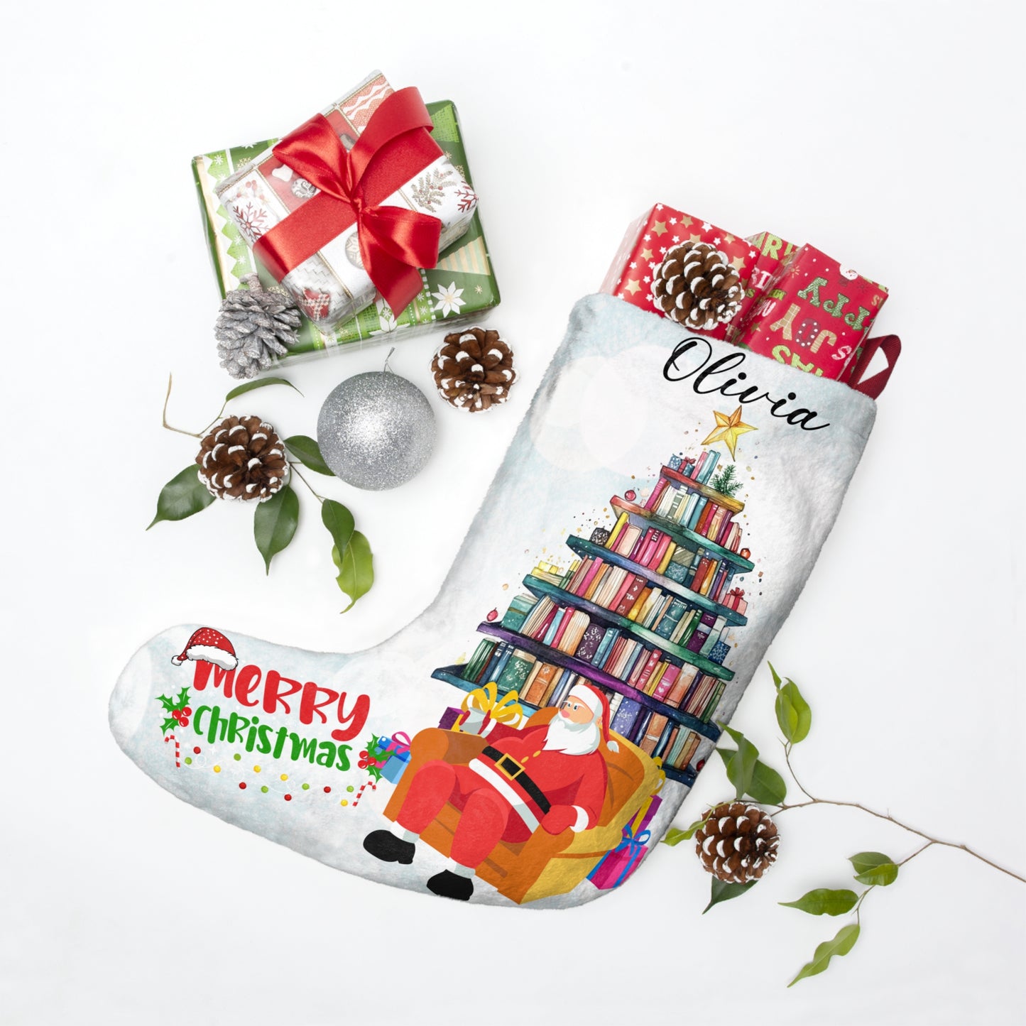 Olivia, The Book Lover's Christmas Tree, Customizable - Christmas Stockings