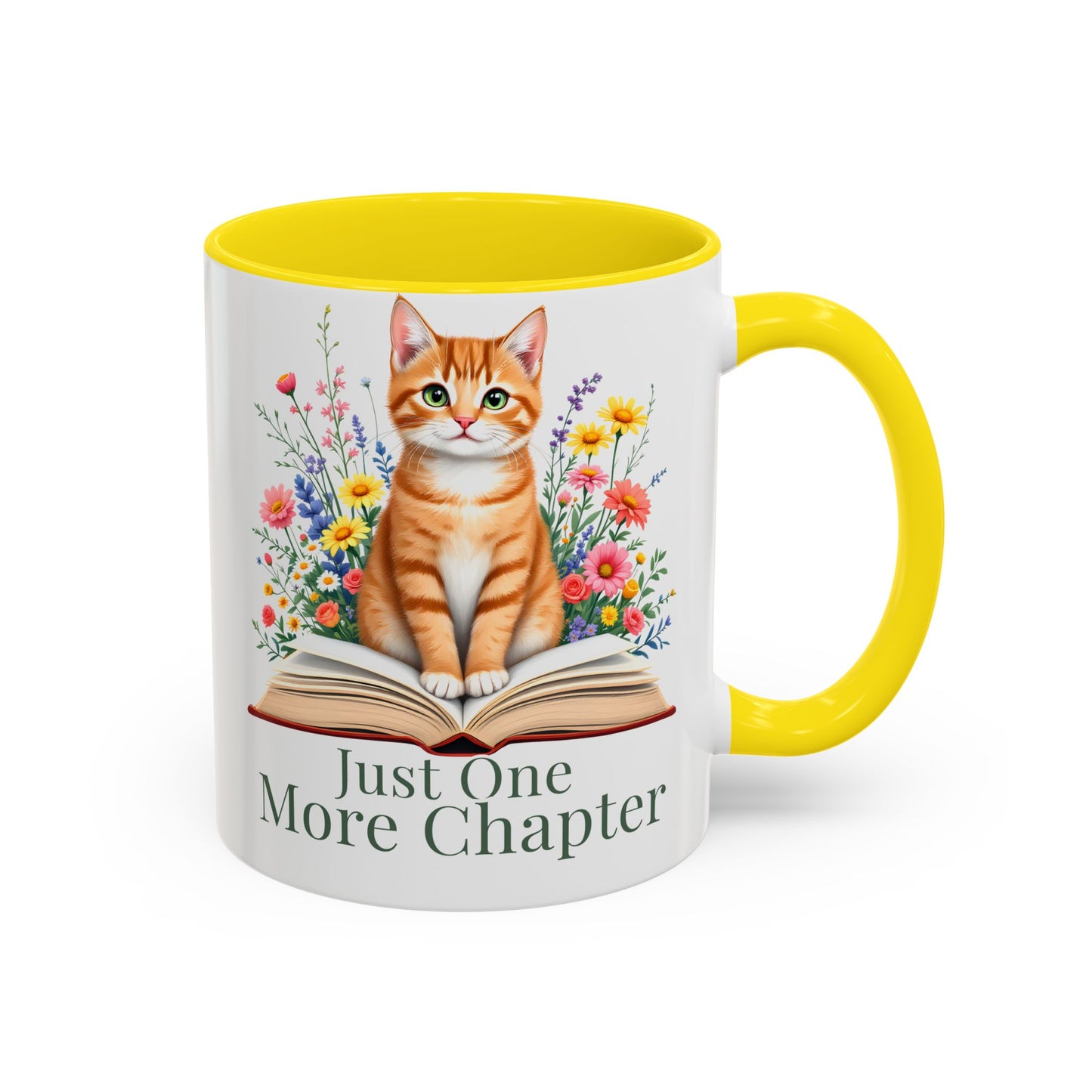 Just One More Chapter Cat Mug – Floral Book Lover Gift, Cute Reader Coffee Mug (11oz / 15oz) - 14811