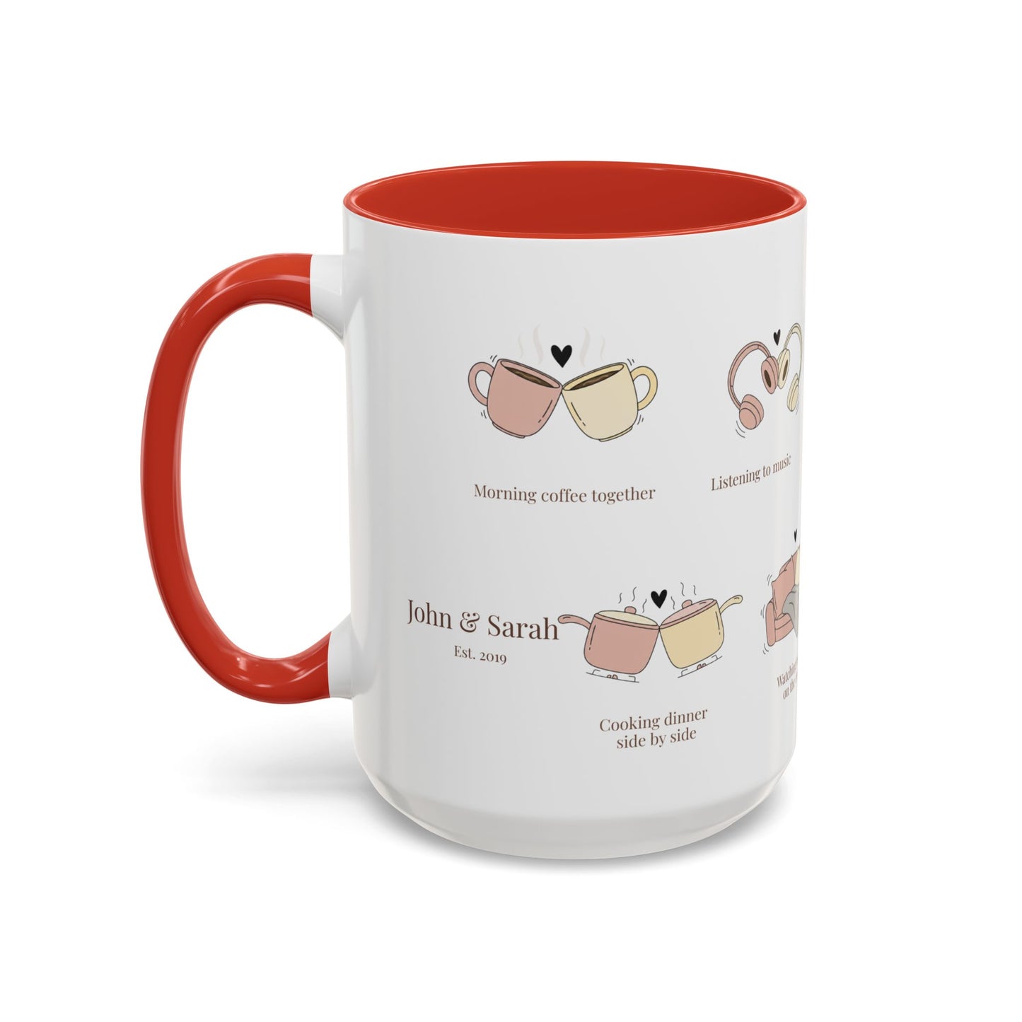 Our Favorite Things to Do Valentine’s Mug – Cozy Couples Illustrated Accent Coffee Mug - 14702