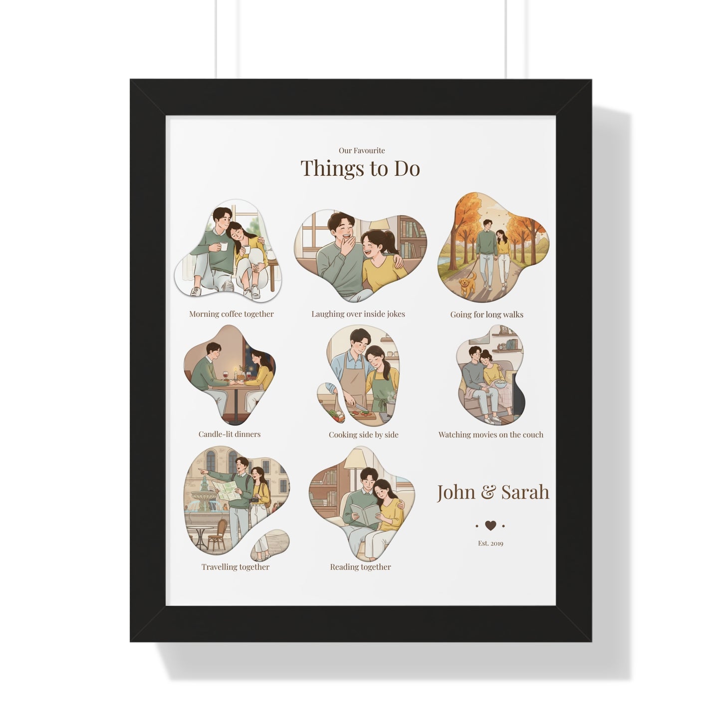 Framed Poster – “Our Favourite Things to Do” Personalized Couple Print | Valentine’s Gift - 14709