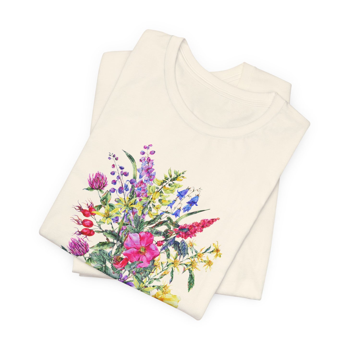 Blooming With Grace Floral T-Shirt, “Rooted in Drama” Watercolor Botanical Tee - 14965
