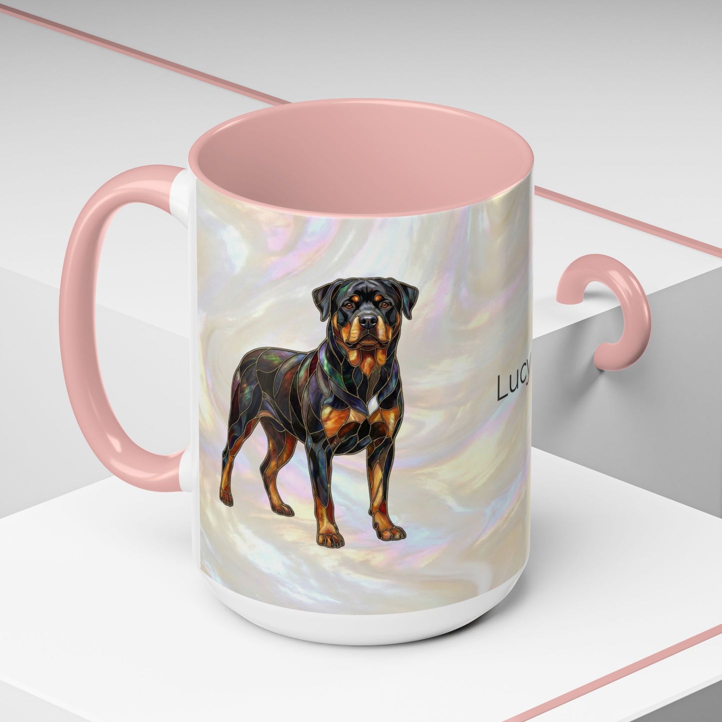 Rottweiler Accent Coffee Mug — Stained Glass Design (11/15oz) - 14640