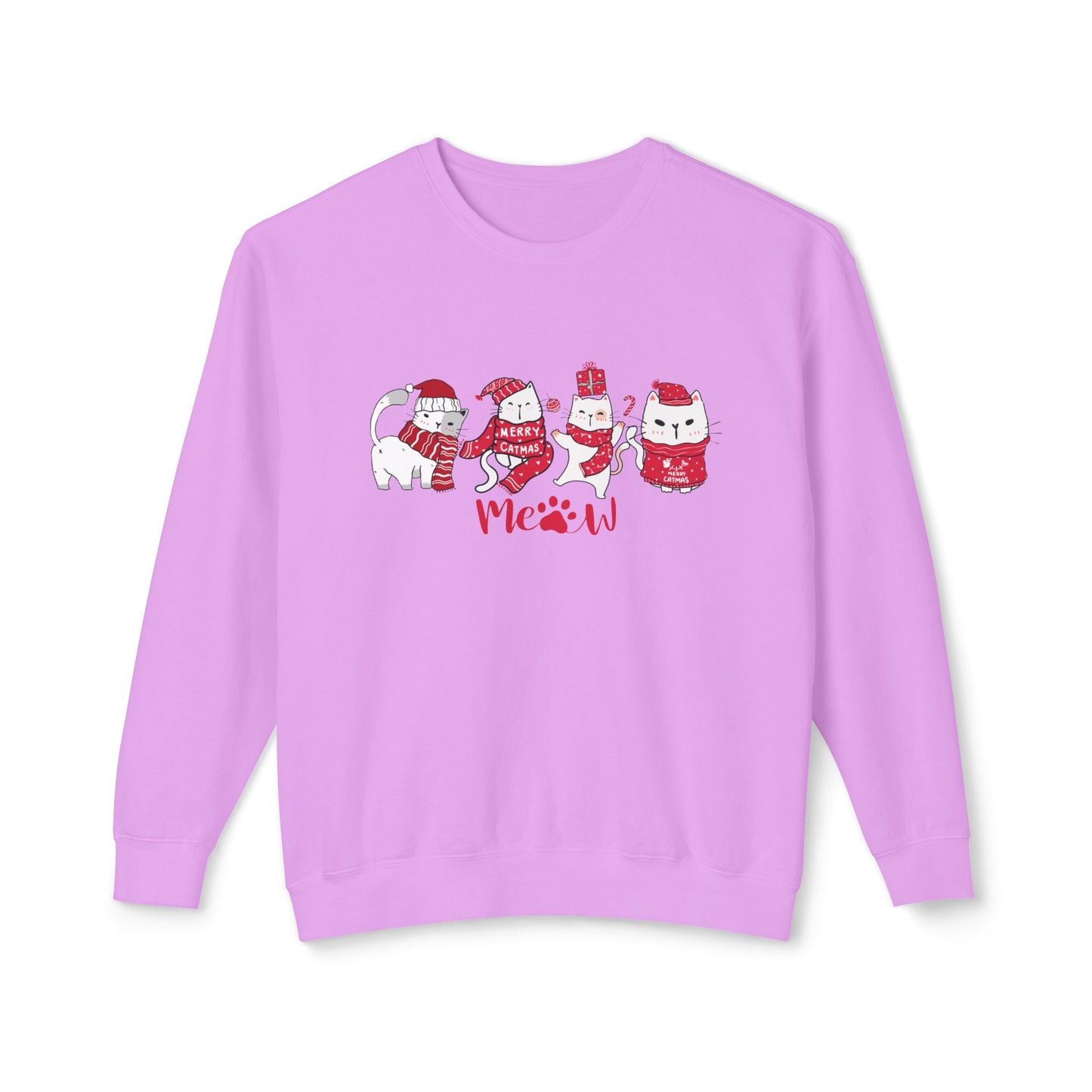 Cats, Merry Christmas - Unisex Lightweight Crewneck Sweatshirt - 10046