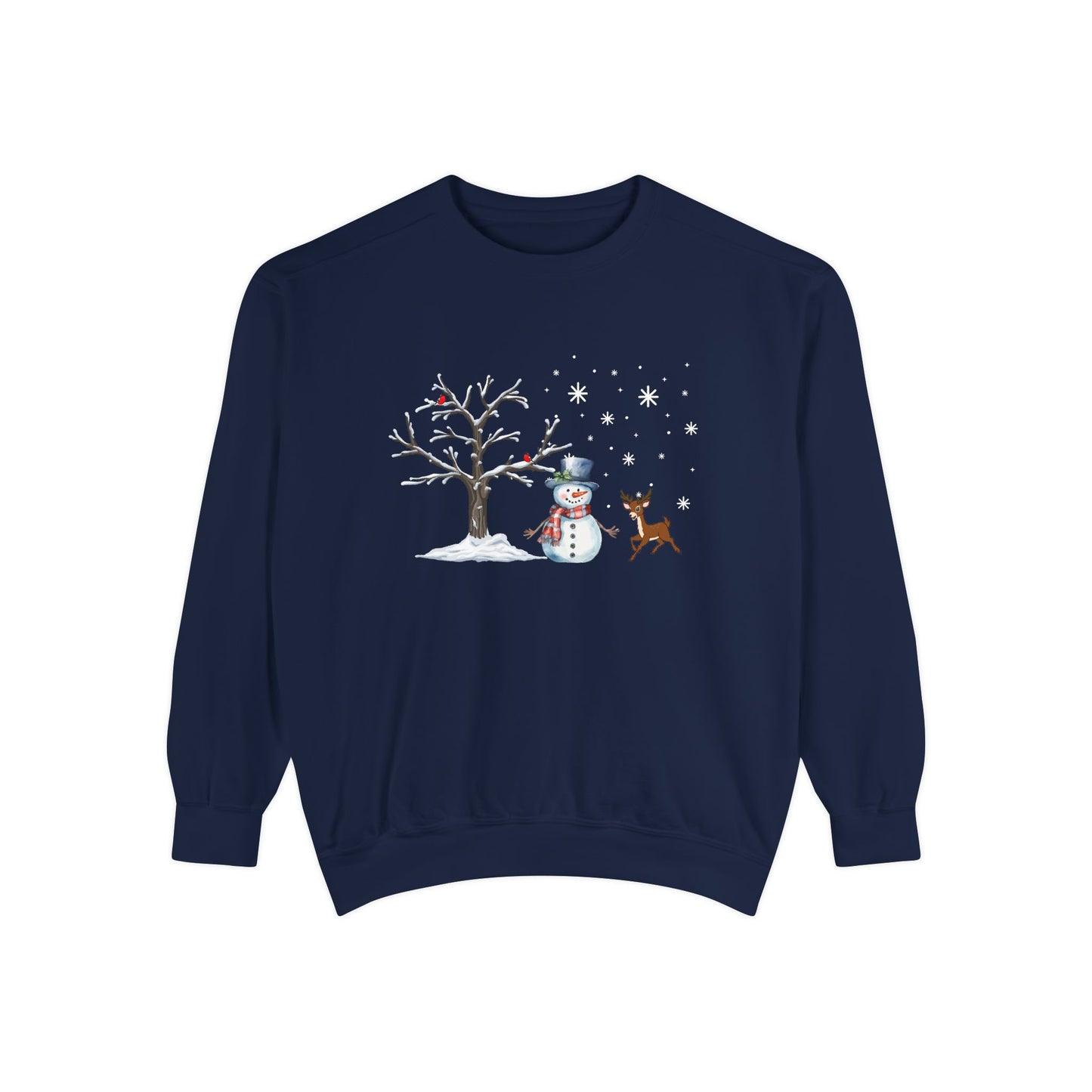 Snowman with Twinkle - Unisex Garment-Dyed Sweatshirt