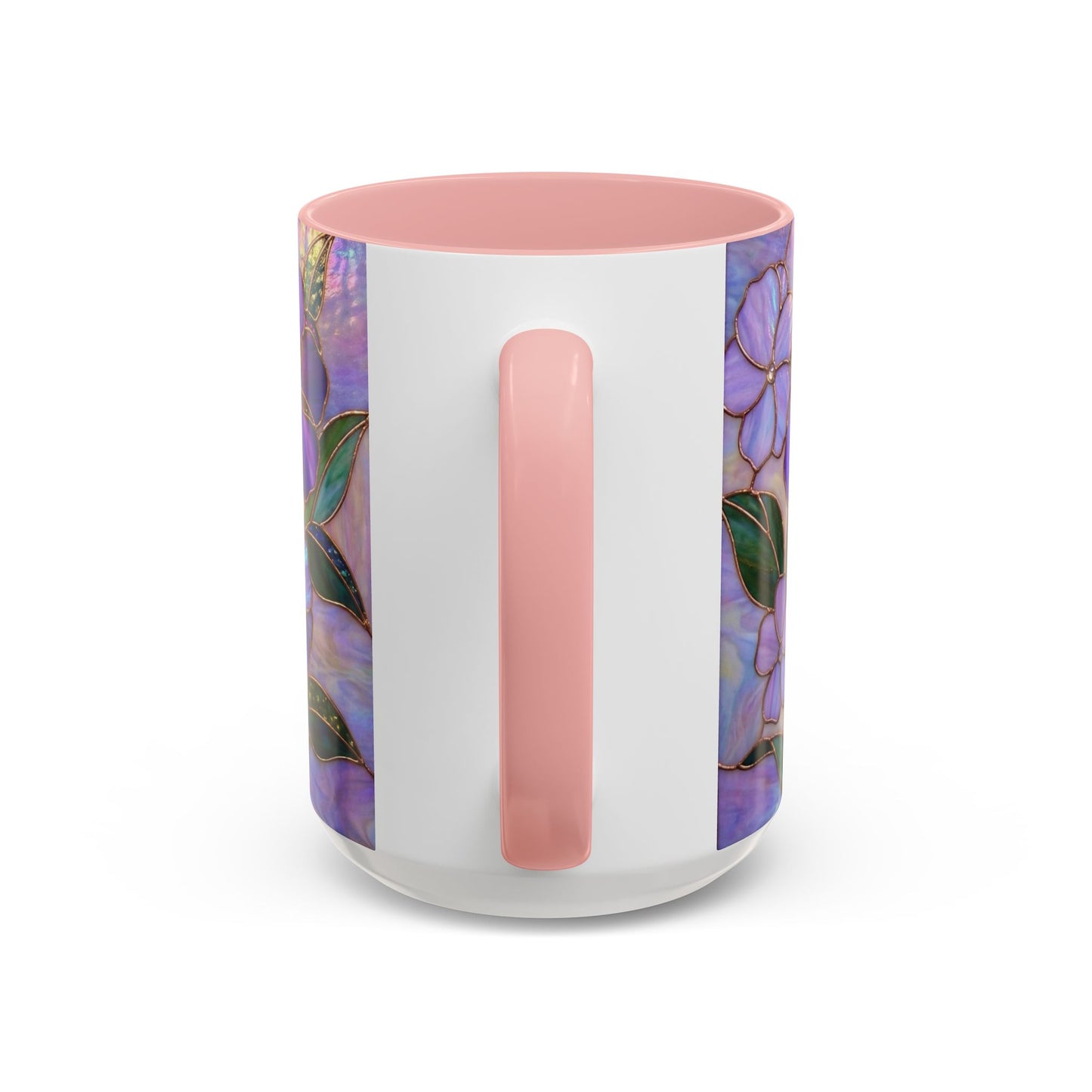 Stained Glass Violet Flowers Accent Coffee Mug, 11/15oz - 14537