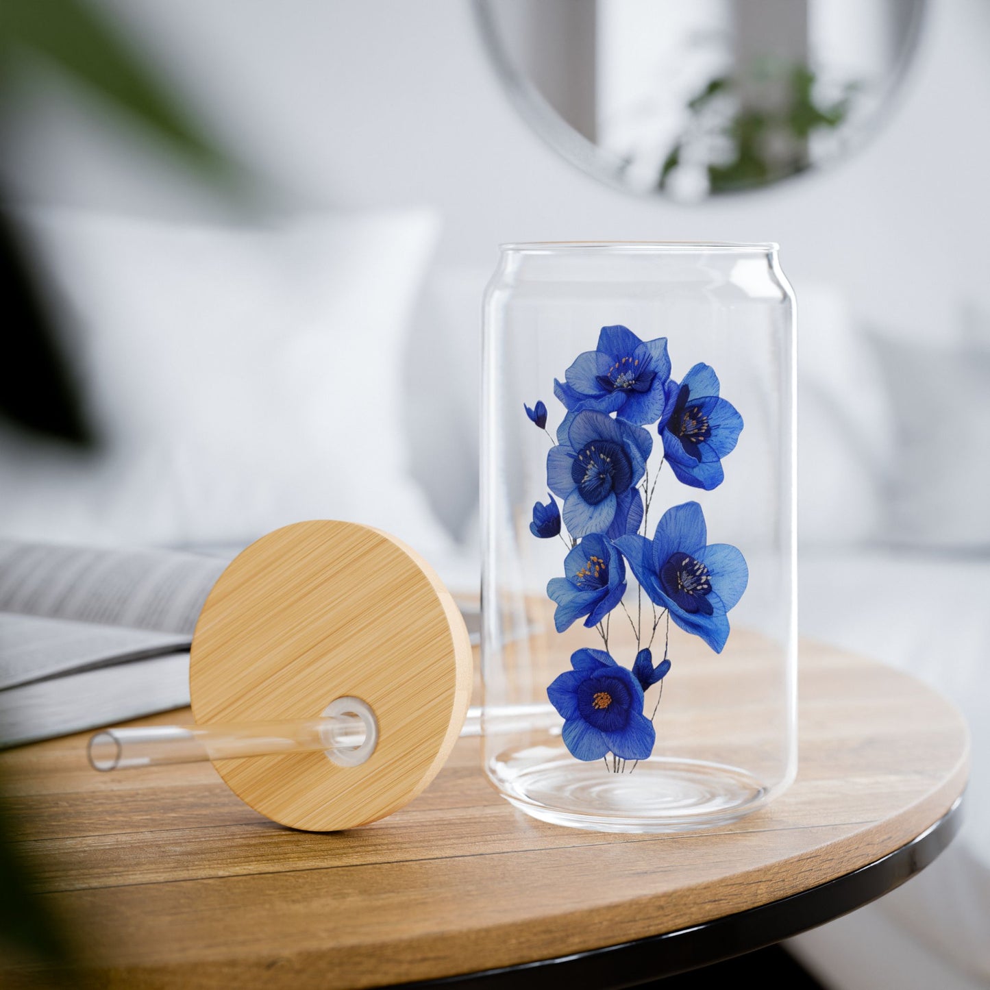 Serene and Stunning in Blue,  Customizable - Sipper Glass, 16oz