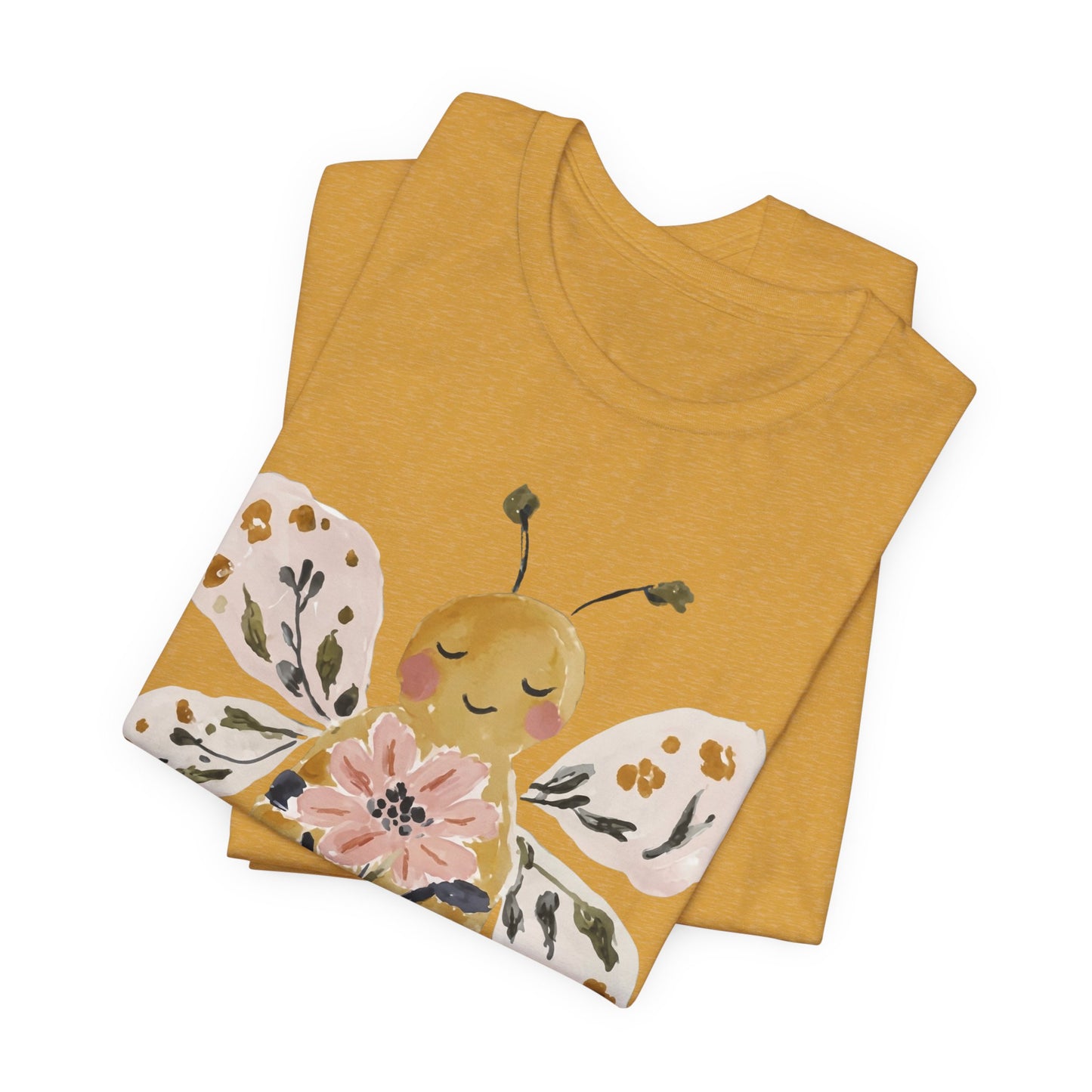 Busy Blooming Bee T-Shirt, Cute Watercolor Floral Bee Tee - 14960