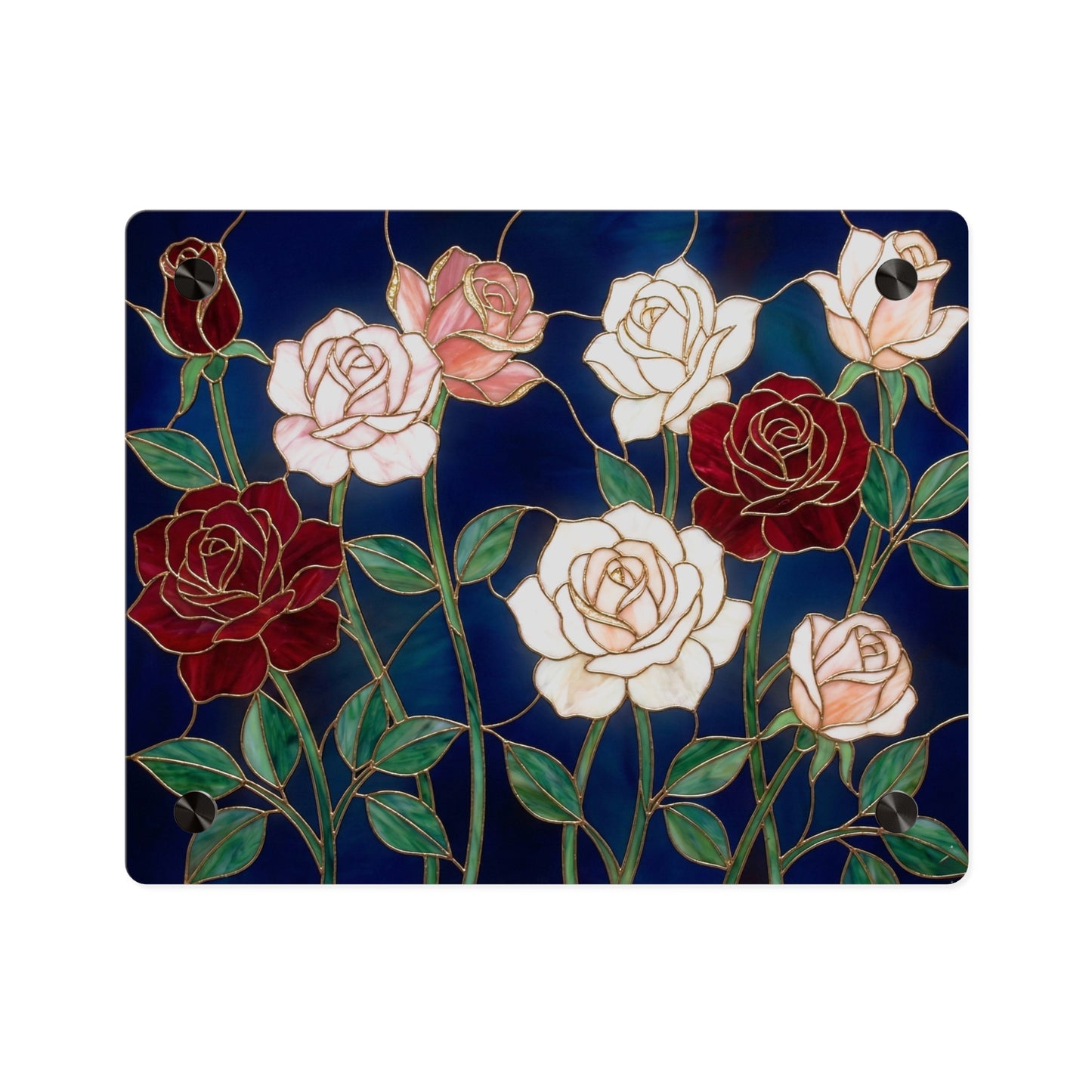 Rose Stained Glass Acrylic Wall Art Panel — Floral Garden Decor - 14604