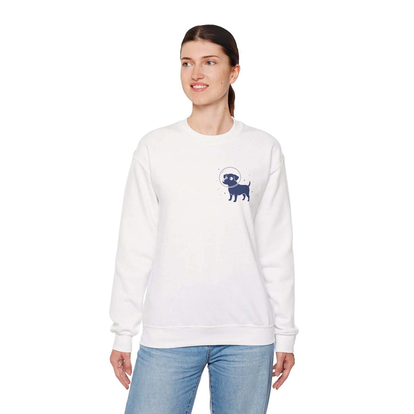 Dog in Space Crewneck Sweatshirt – Space Puppy Graphic Pullover - 14678