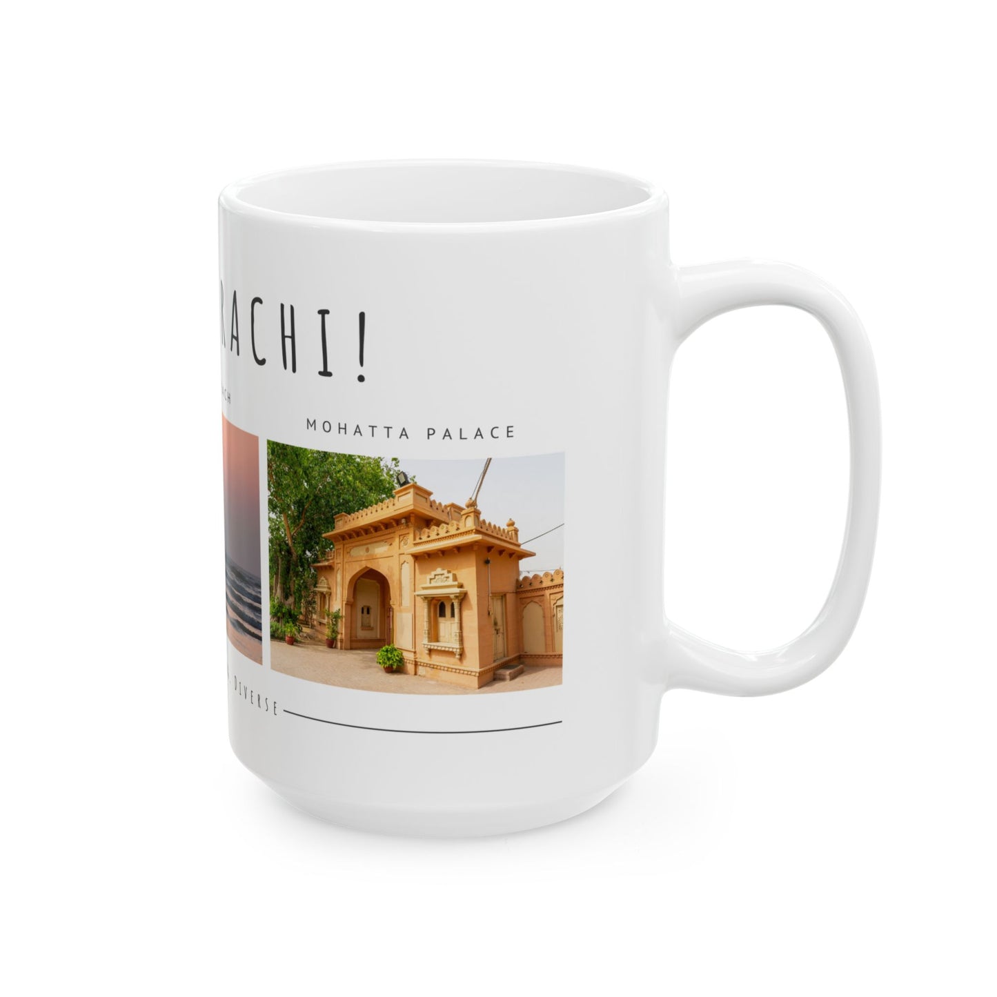 Hello Karachi Ceramic Mug - Coastal Beach Views, Perfect Gift for Travelers - 12214