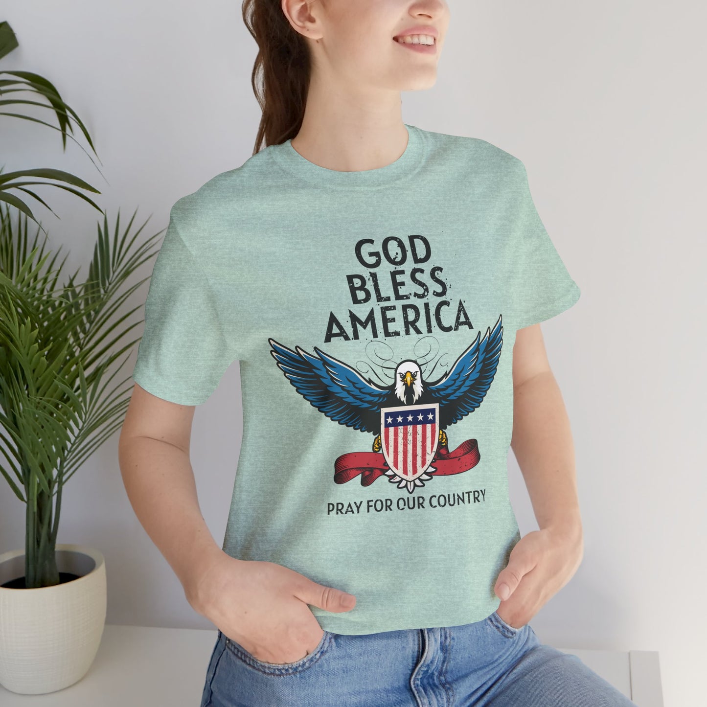God Bless America Unisex Tee | Patriotic Shirt, American Eagle Design, Casual Wear, Independence Day, Gifts for Veterans - 13786