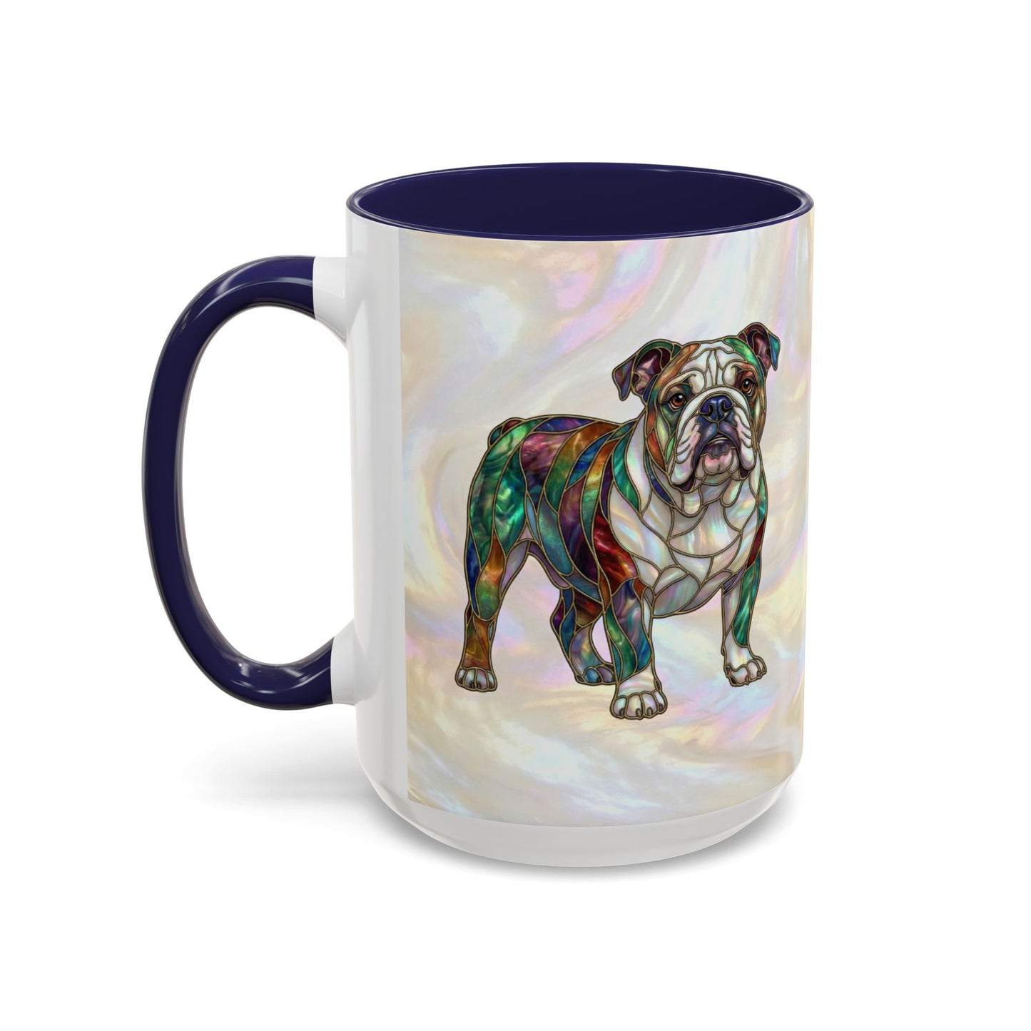 English Bulldog Accent Coffee Mug -Stained Glass Style (11/15oz) - 14630