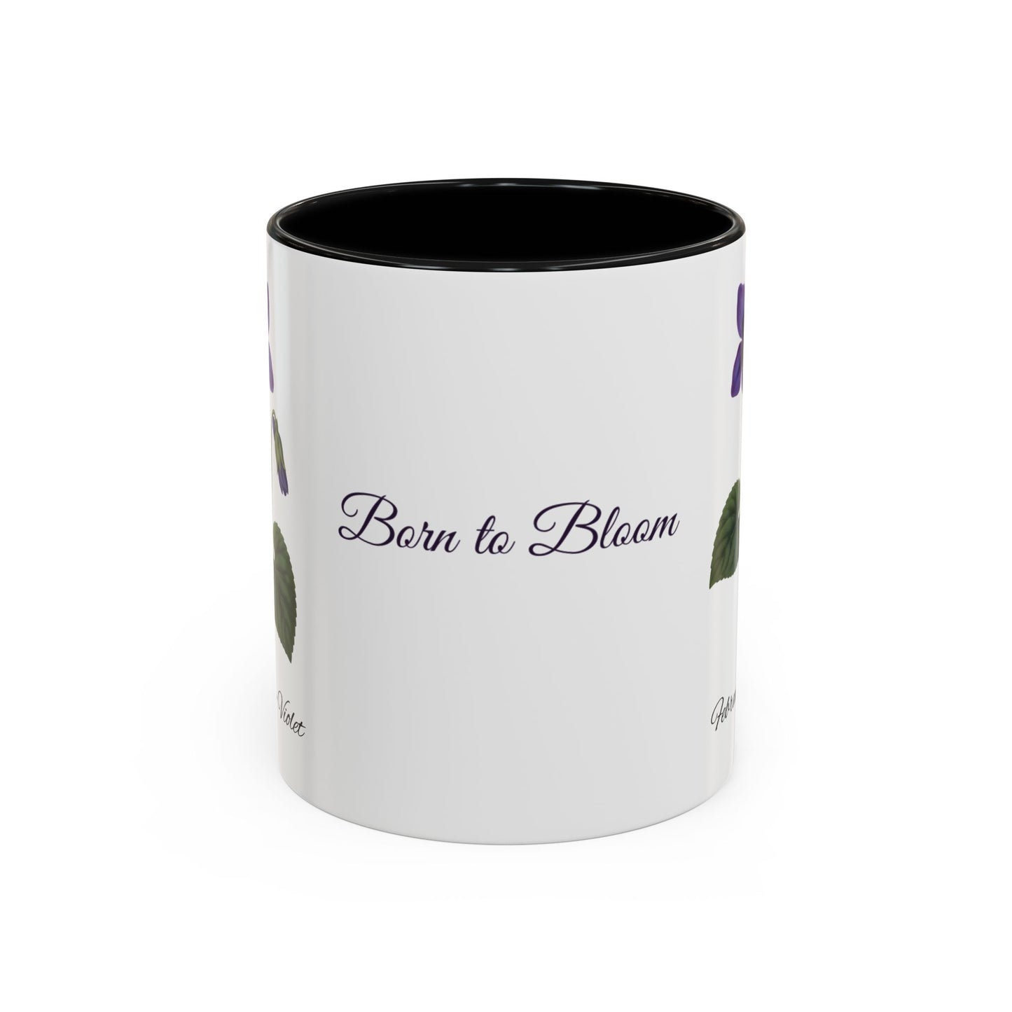 February Birth Flower Violet Mug – Personalized Name Coffee Cup - 14695