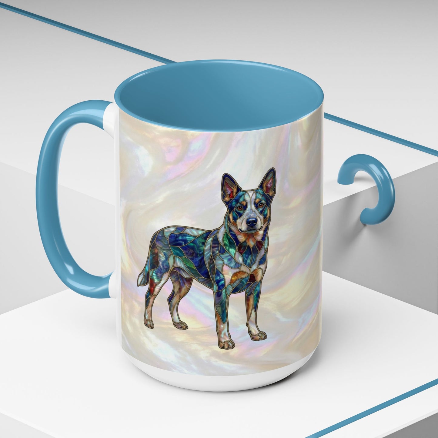 Australian Cattle Dog Accent Mug — Stained Glass Design (11/15oz) - 14613