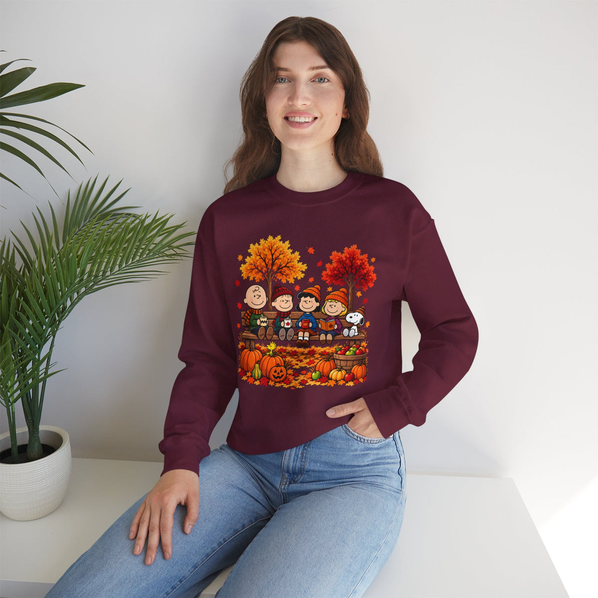 Fall Friends Crewneck Sweatshirt, Cute Autumn Pumpkin Patch Design - 14999