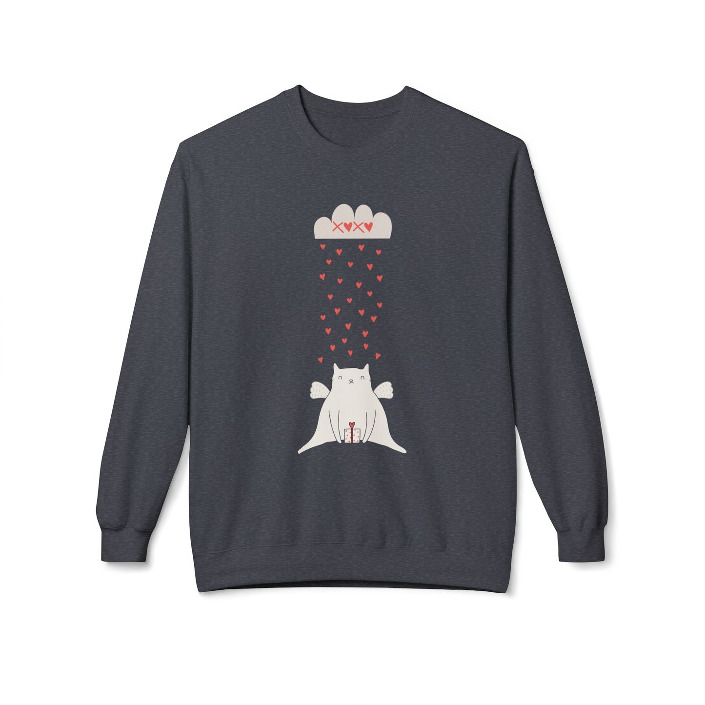 Cat, XoXo, Love - Unisex Midweight Softstyle Fleece Crewneck Sweatshirt - 11554