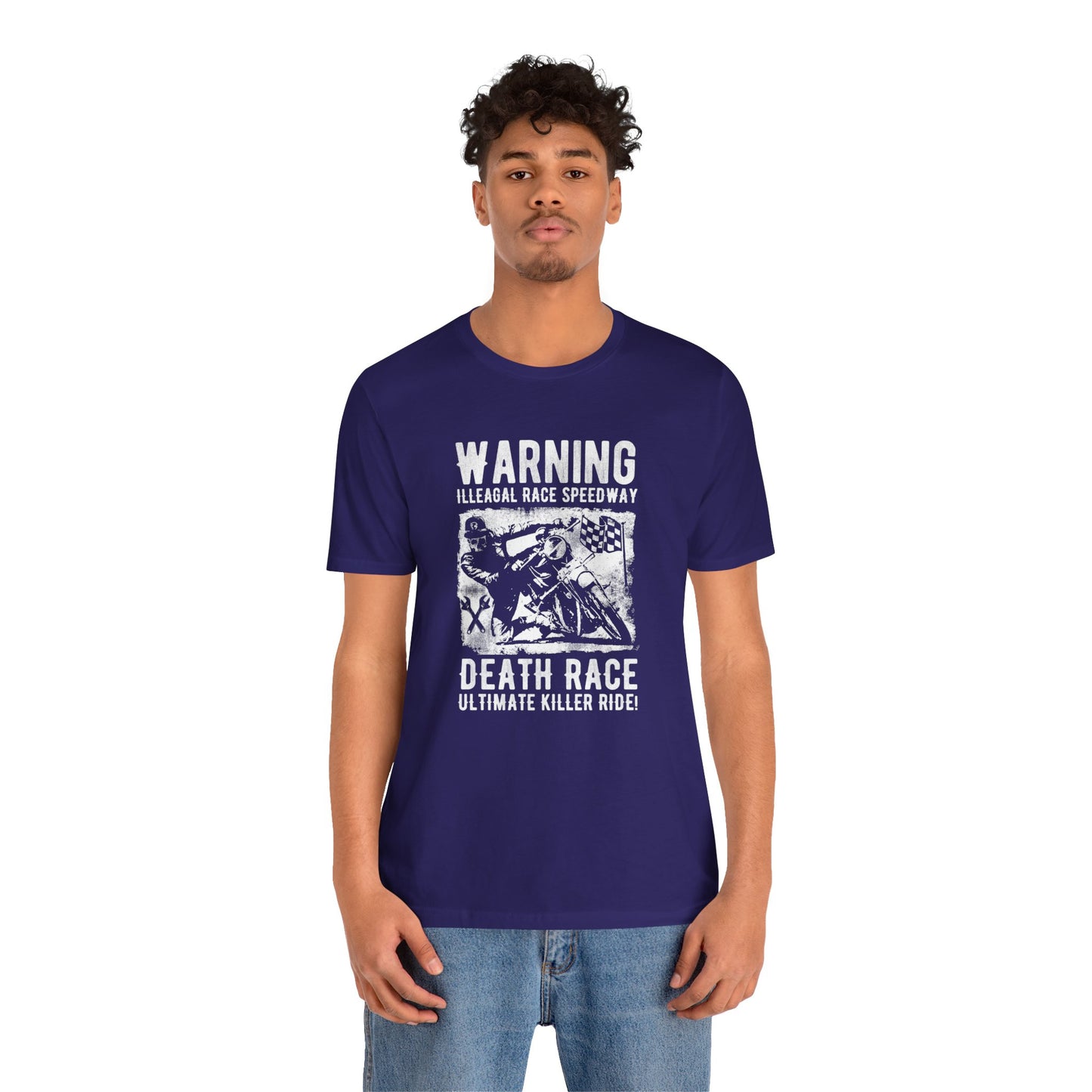 Warning: Illegal Race Speedway- Unisex Jersey Short Sleeve Tee