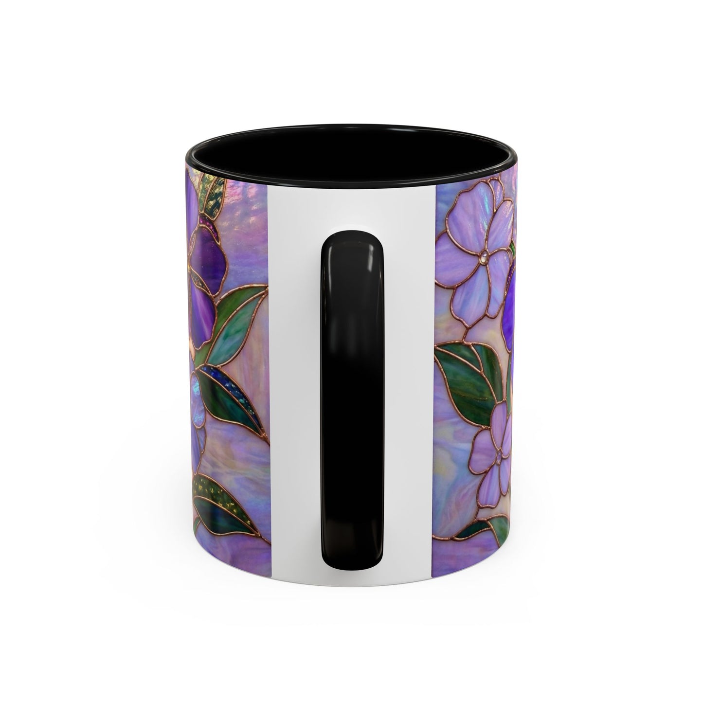 Stained Glass Violet Flowers Accent Coffee Mug, 11/15oz - 14537