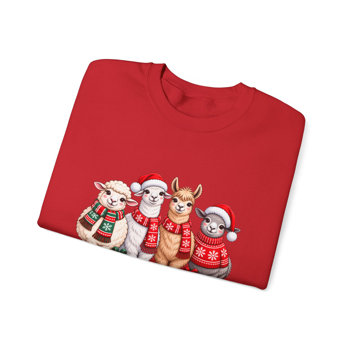 Festive Christmas Animal Friends Sweatshirt, Cute Sheep & Alpaca Holiday Crewneck - 14553