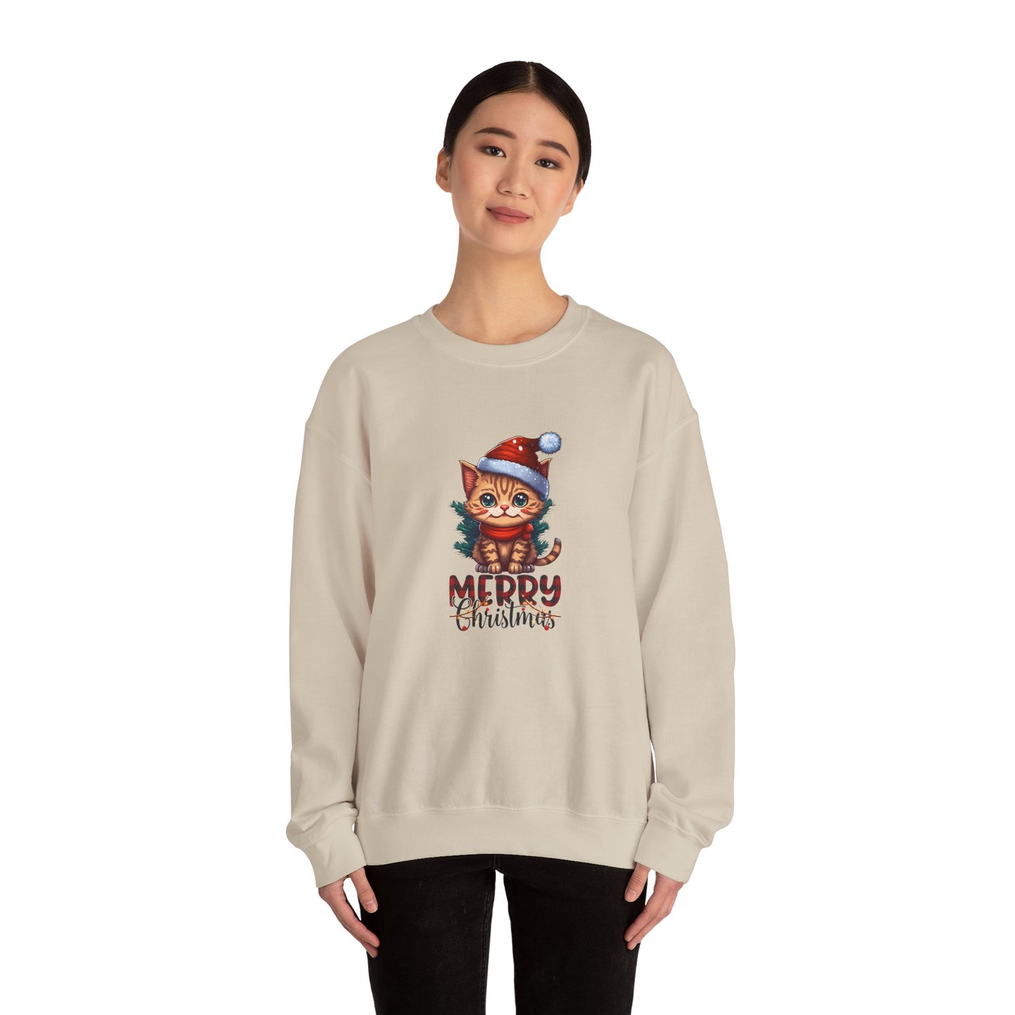 Merry Christmas, Cat - Unisex Heavy Blend™ Crewneck Sweatshirt