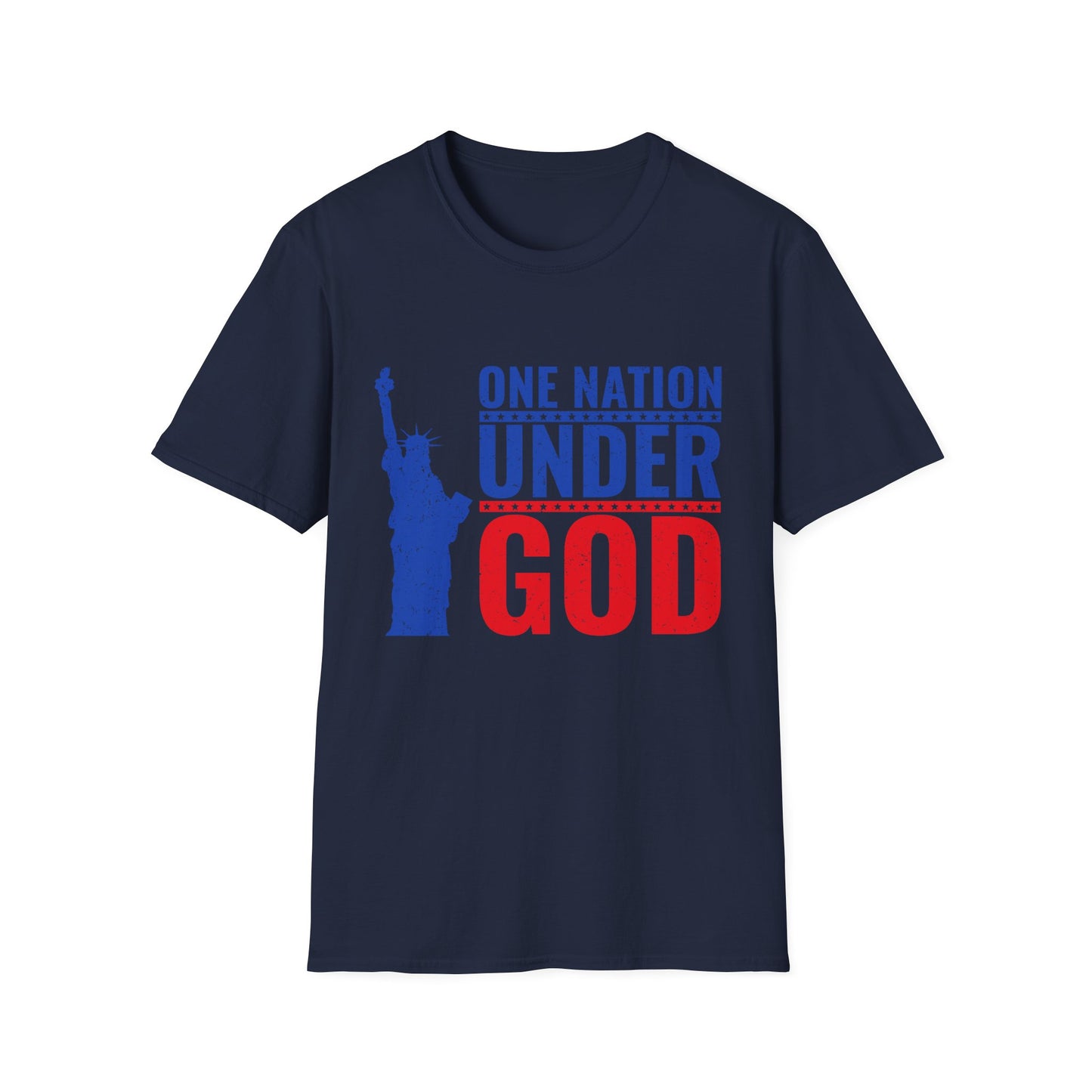 One Nation Under God, Patriotic Softstyle T-Shirt - Independence Day Tee, Fourth of July Shirt, Unisex Comfort Wear, Gift for Veterans - 13494