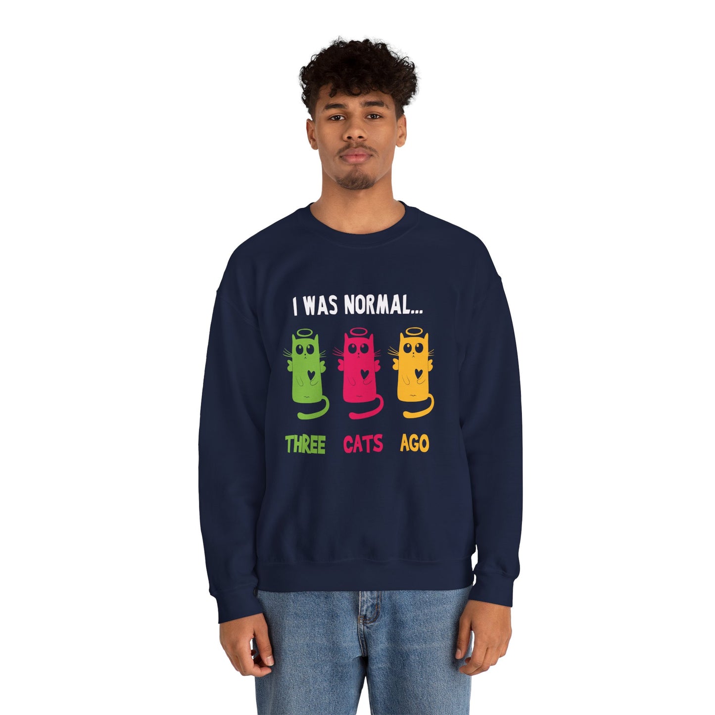 I Was Normal Three Cats Ago - Unisex Heavy Blend™ Crewneck Sweatshirt