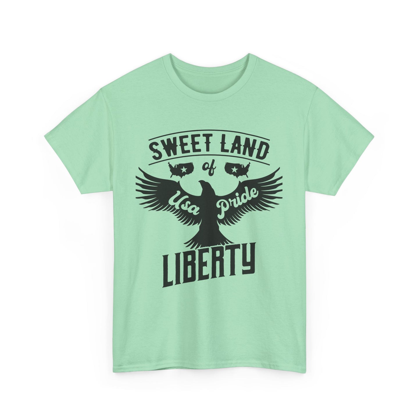 Sweet Land of Liberty Design, Unisex Heavy Cotton Tee: Patriotic T-shirt, Gift for Freedom Lovers, Casual Wear, Independence Day Shirt - 13492