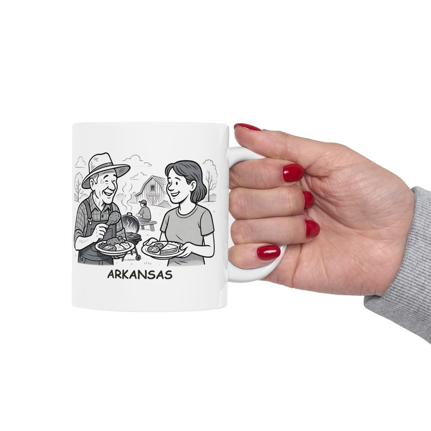 "Arkansas: We don’t need to be fancy—just good food and good company."  Ceramic Mug - 13277