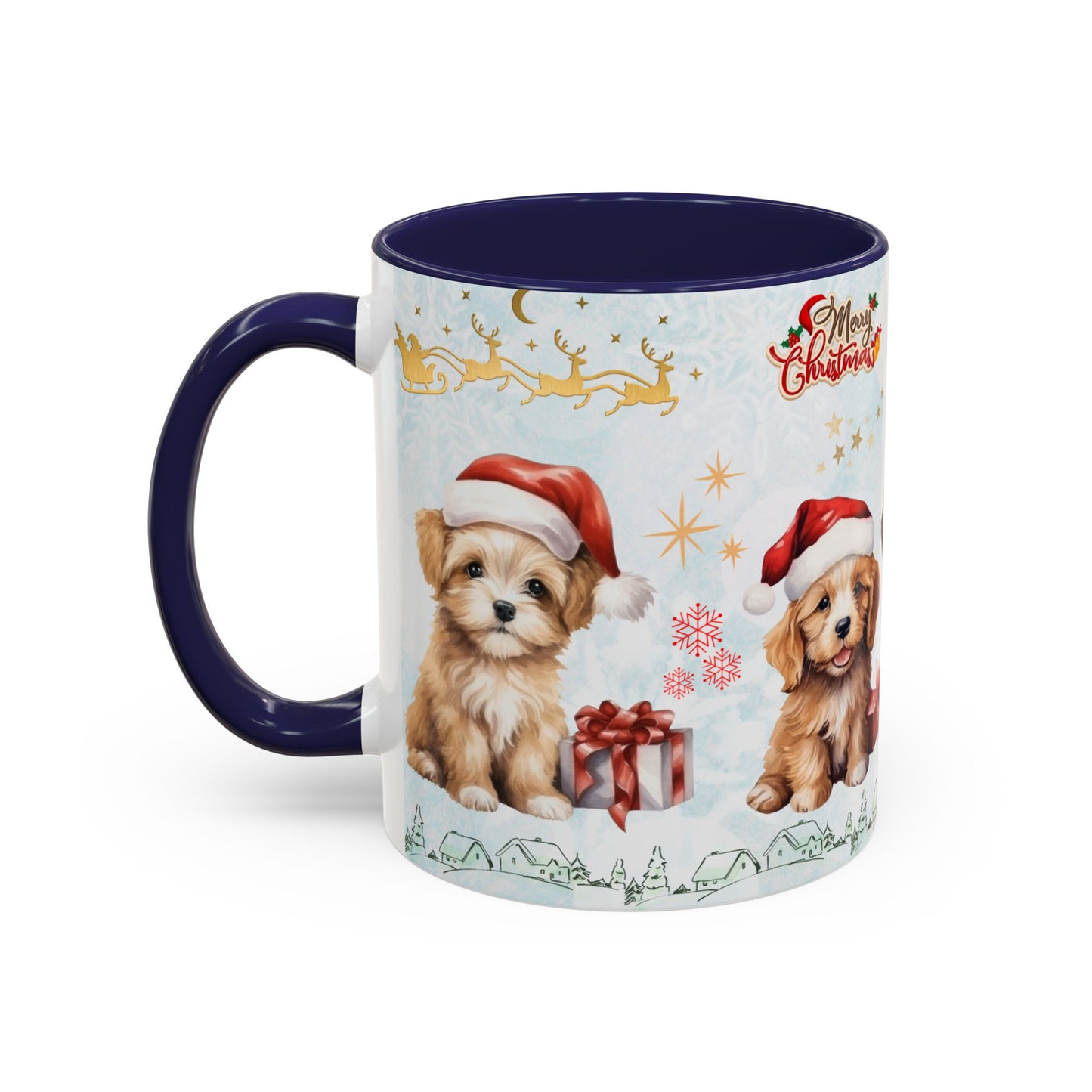 Merry Christmas, Puppies - Accent Coffee Mug (11, 15oz)