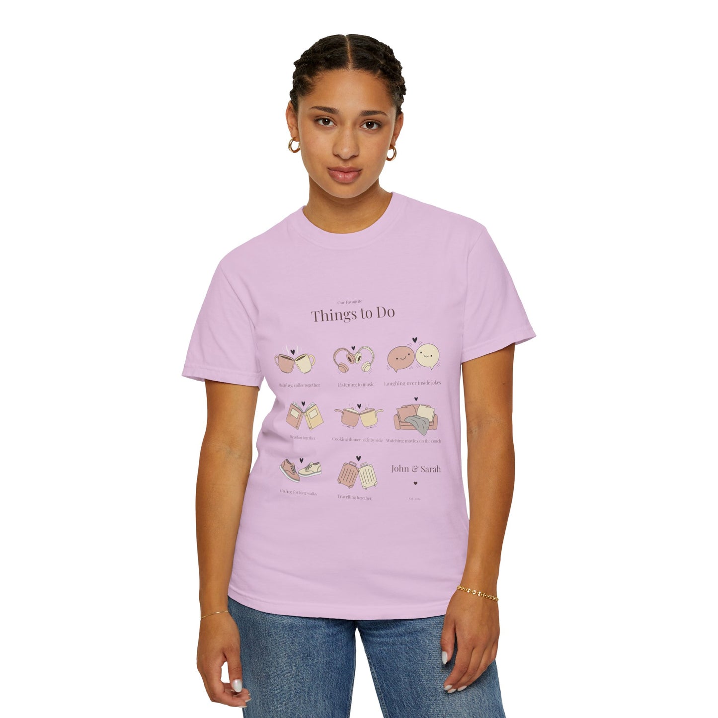 Our Favourite Things to Do Together – Personalised Valentine’s Illustration T-Shirt Gift - 14720