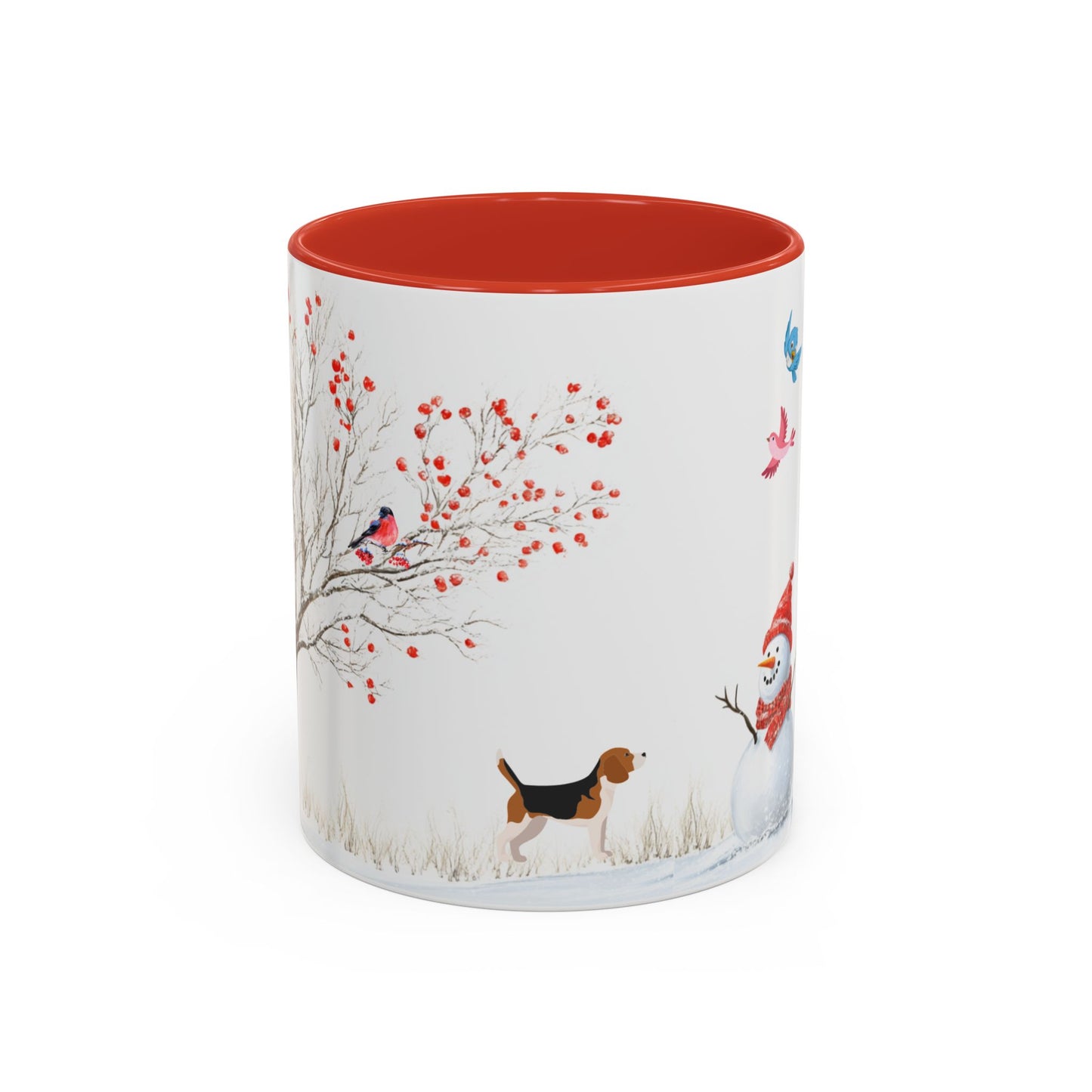 Winter Tree, Snowman & Puppy - Accent Coffee Mug (11, 15oz) - 10406