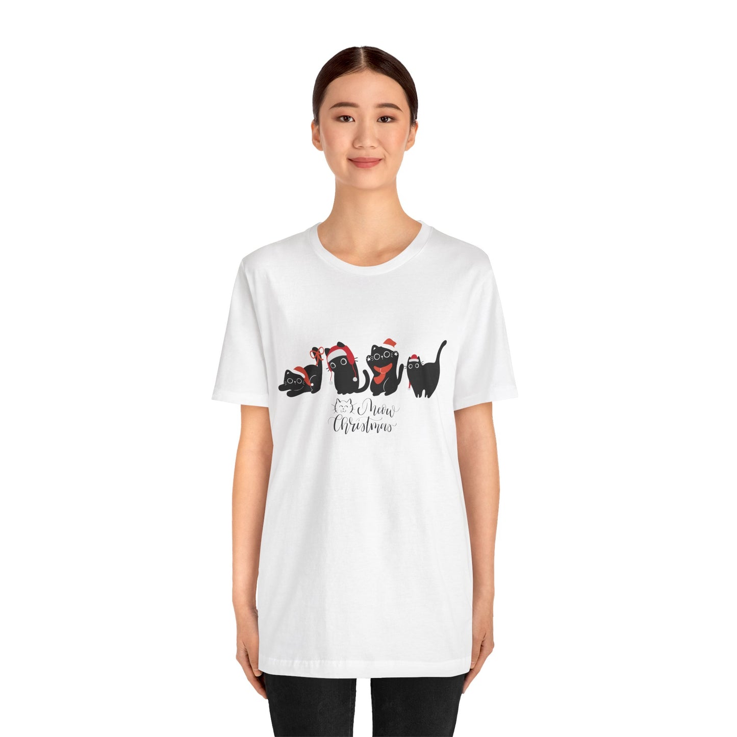 Black Cats, Meow Christmas - Unisex Jersey Short Sleeve Tee - 10076